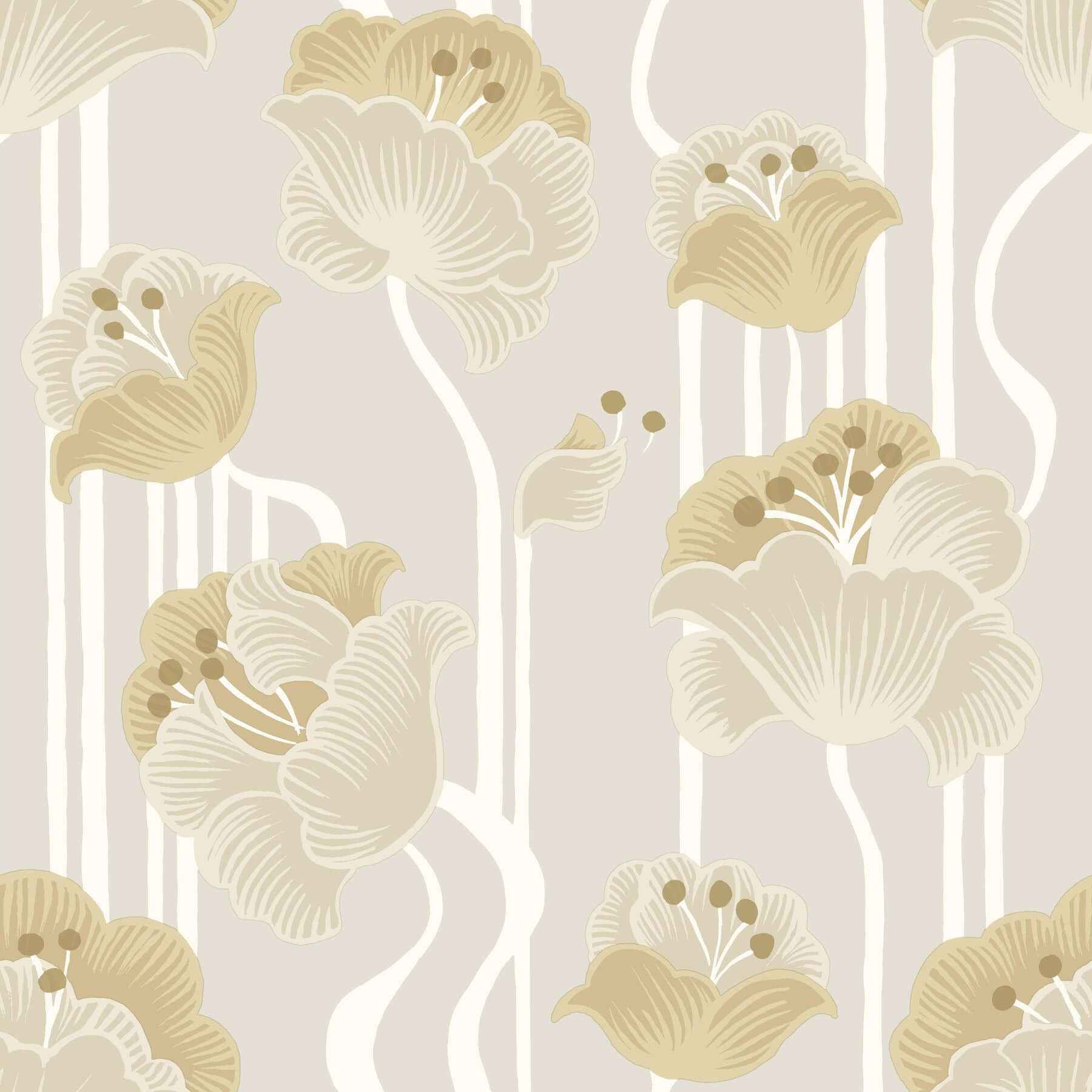 Shirley Neutral Deco Floral Peel & Stick Wallpaper - York Wallcoverings - PSW1568RL - York Wallcoverings P&S Wallpaper