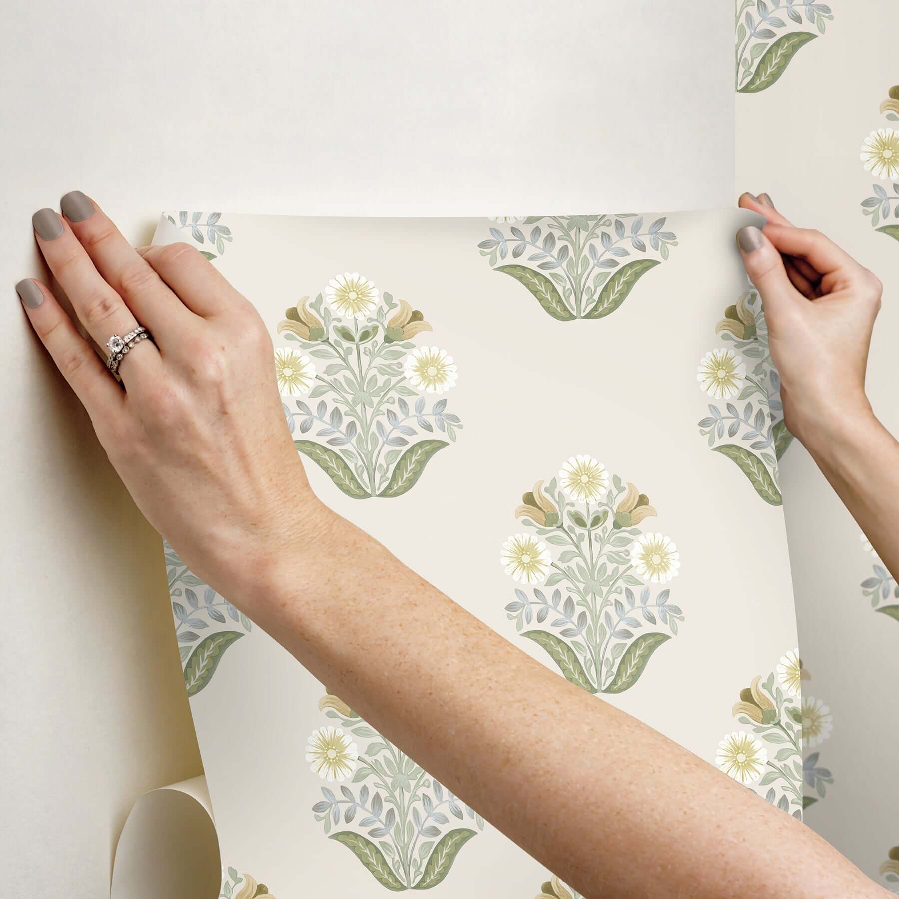 sophie-sage-floral-medallion-peel-stick-wallpaper-york-wallcoverings-psw1575rl - York Wallcoverings Wallpaper