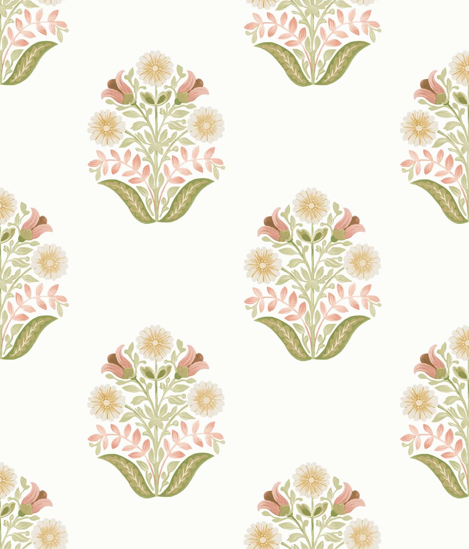 sophie-pink-floral-medallion-peel-stick-wallpaper-york-wallcoverings-psw1577rl - York Wallcoverings P&S Wallpaper