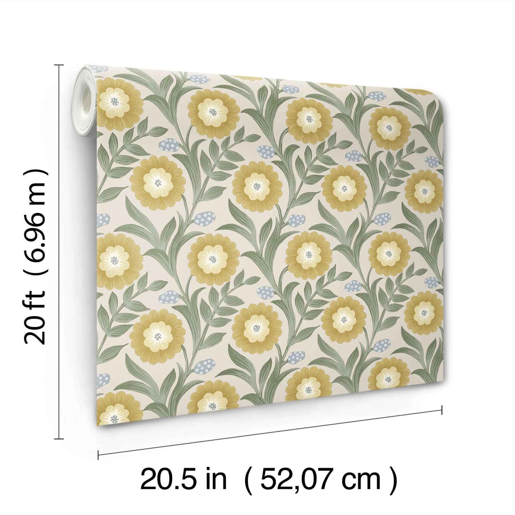 Lillian Sage Floral Vine Peel & Stick Wallpaper - York Wallcoverings - PSW1579RL - York Wallcoverings P&S Wallpaper