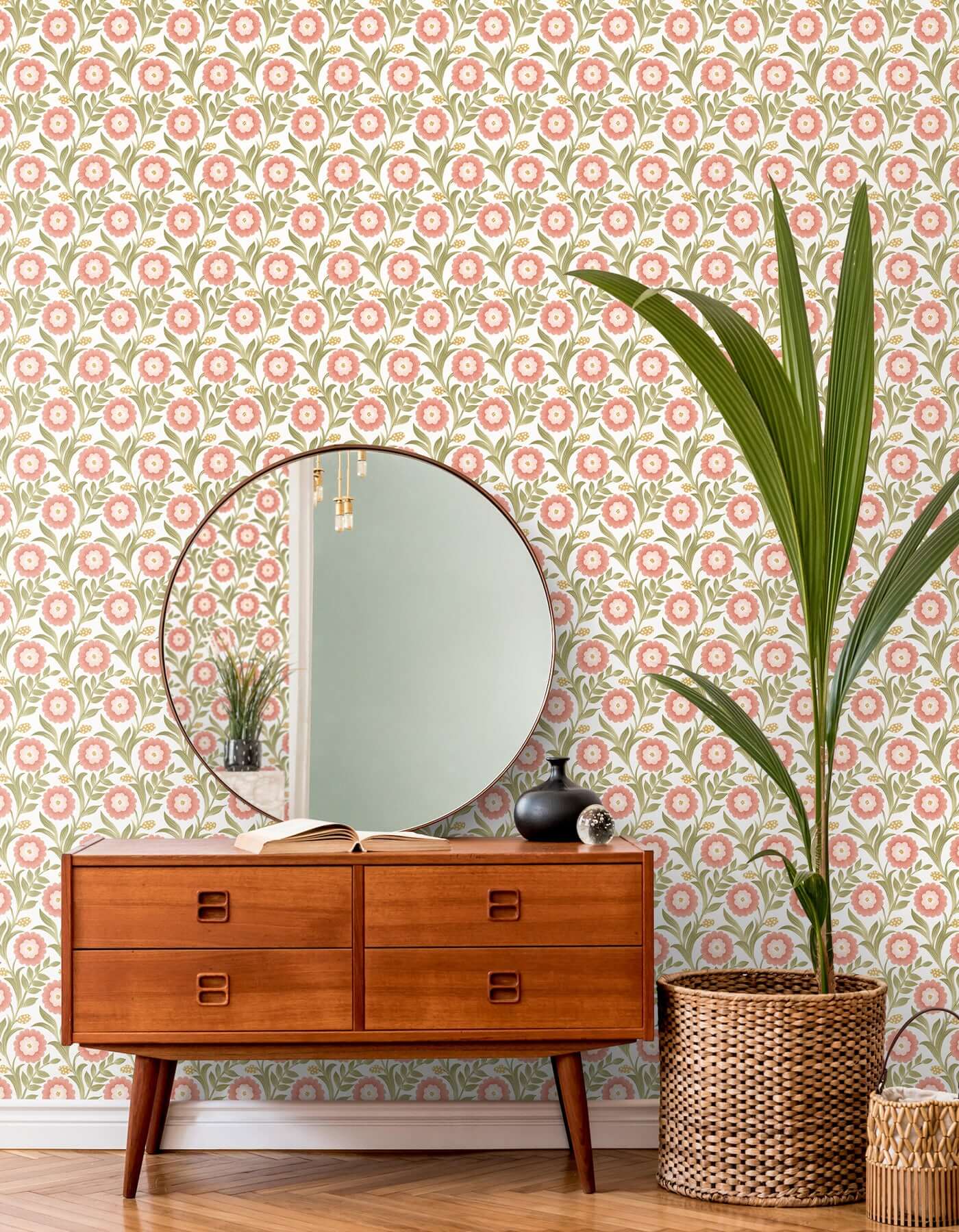 lillian-pink-floral-vine-peel-stick-wallpaper-york-wallcoverings-psw1582rl - York Wallpaper Wallpaper