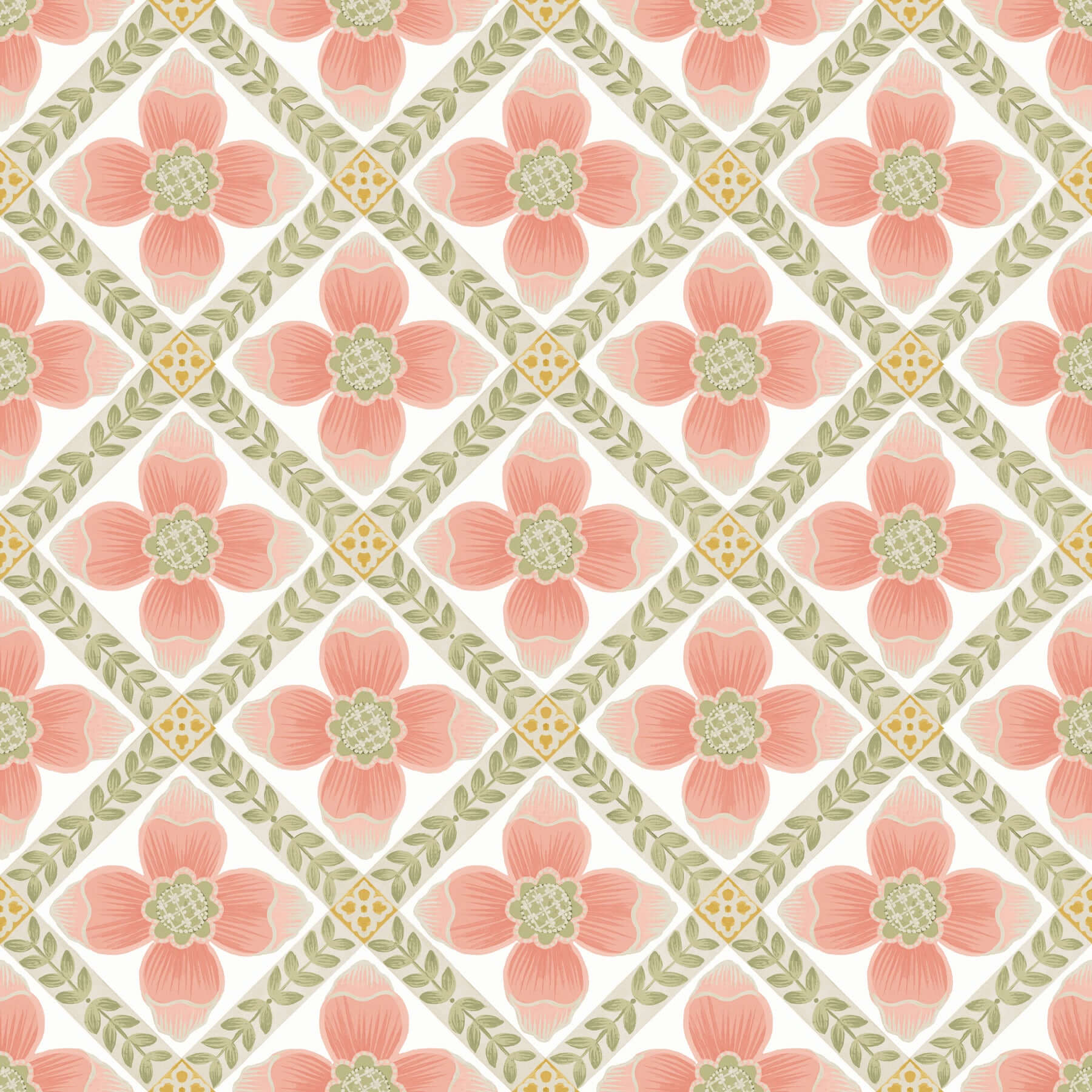 mimi-coral-quilted-floral-peel-stick-wallpaper-york-wallcoverings-psw1584rl - York Wallpaper Wallpaper