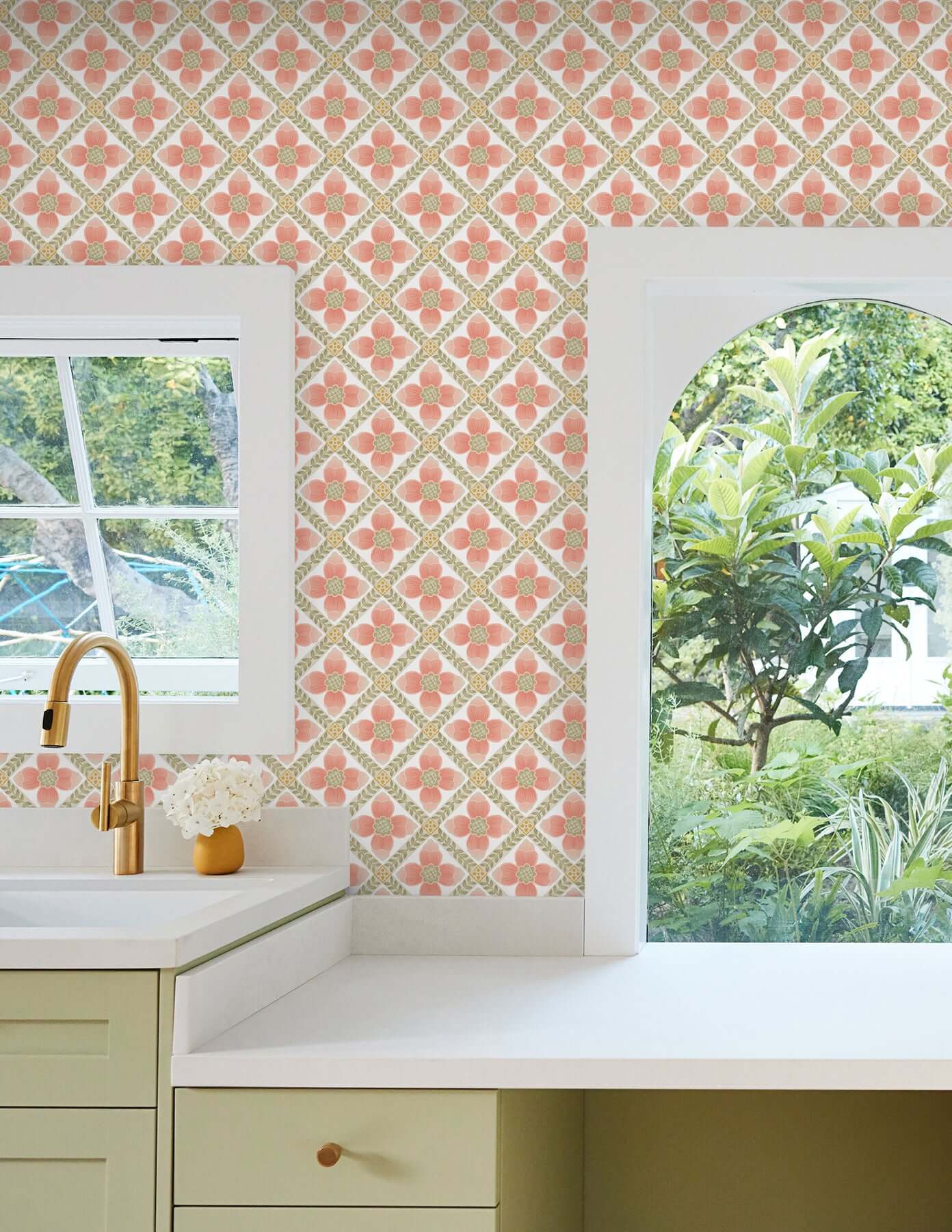 mimi-coral-quilted-floral-peel-stick-wallpaper-york-wallcoverings-psw1584rl - York Wallpaper Wallpaper