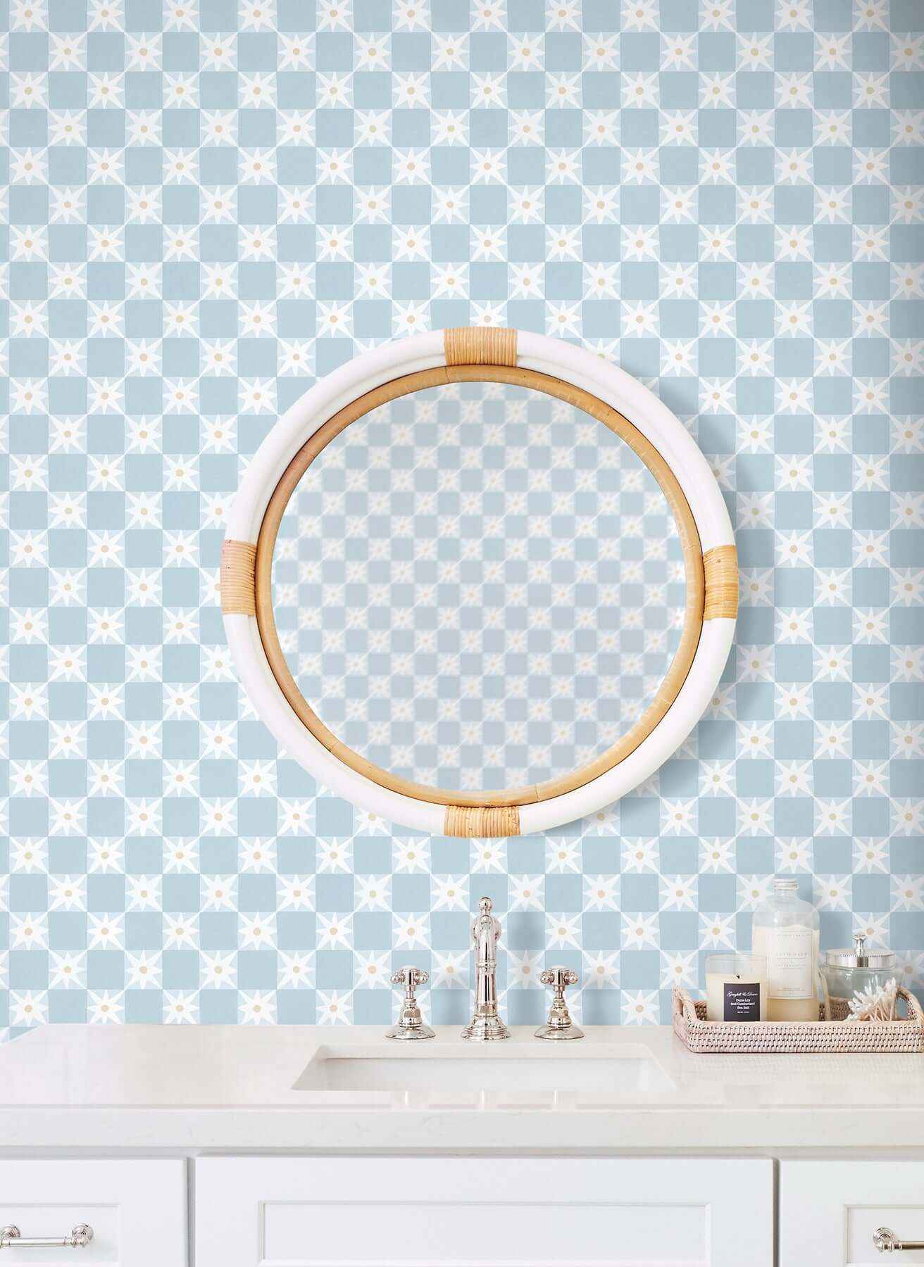 Stardust Blue Checkerboard Peel & Stick Wallpaper - York Wallcoverings - PSW1588RL - York Wallcoverings Wallpaper