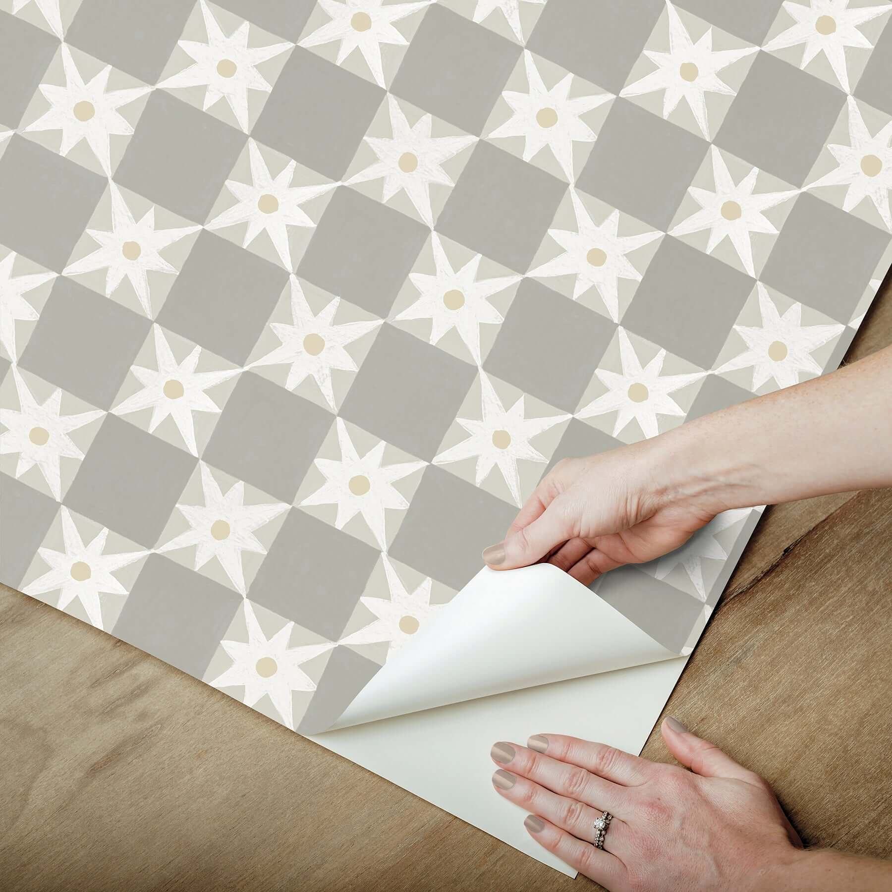 stardust-warm-grey-checkerboard-peel-stick-wallpaper-york-wallcoverings-psw1589rl - York Wallcoverings P&S Wallpaper