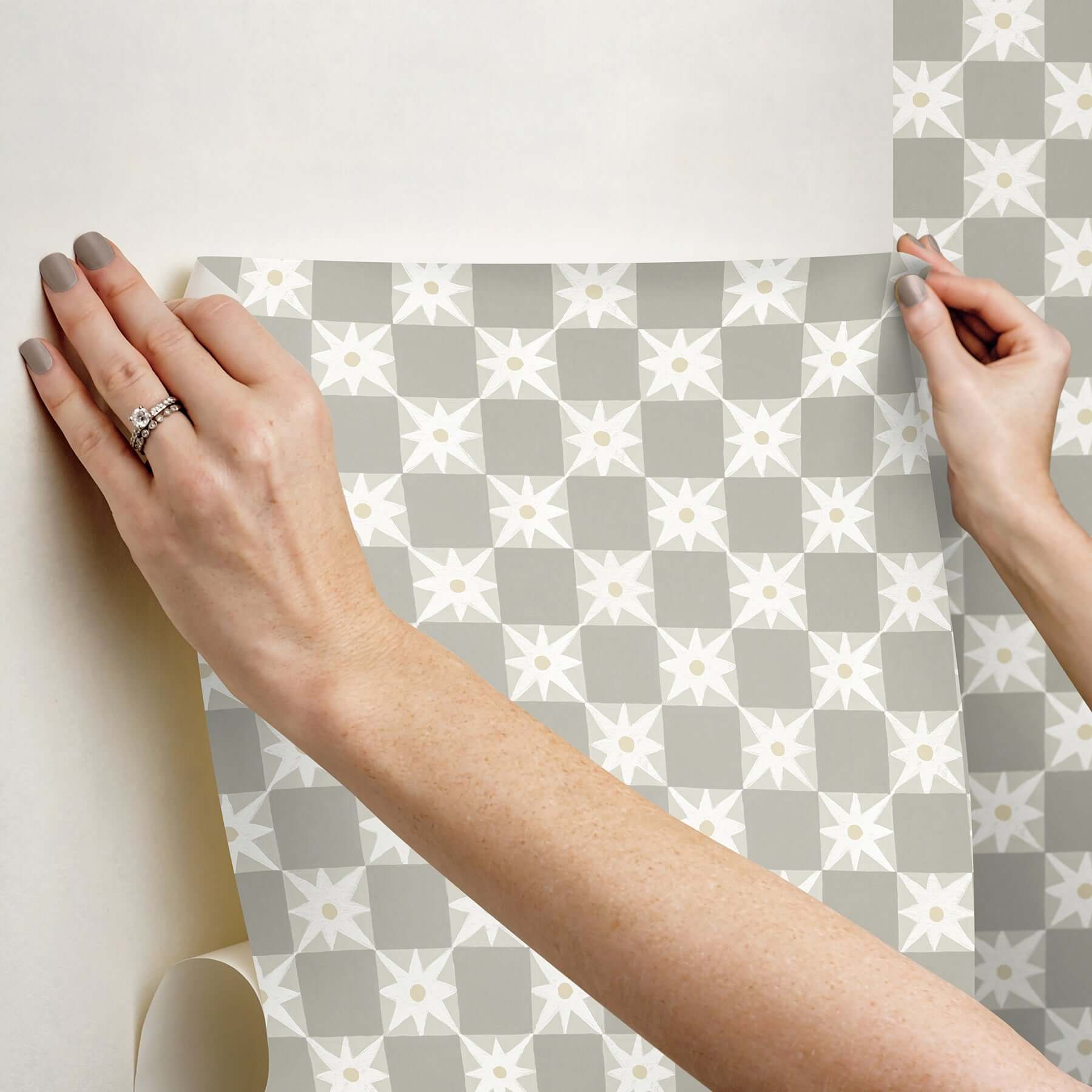stardust-warm-grey-checkerboard-peel-stick-wallpaper-york-wallcoverings-psw1589rl - York Wallcoverings P&S Wallpaper