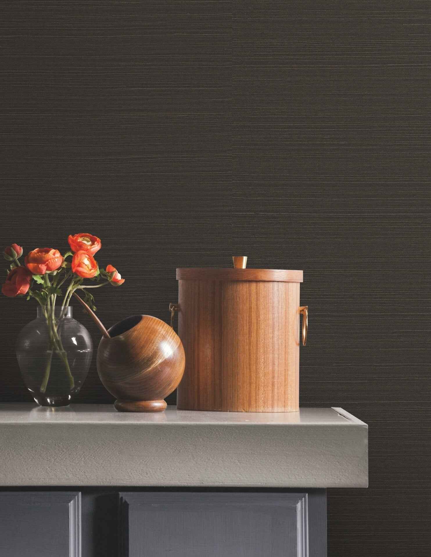 Natural Sisal Black Peel & Stick Grasscloth Wallpaper - York Wallcoverings - PSW1593RL - York Wallcoverings Wallpaper