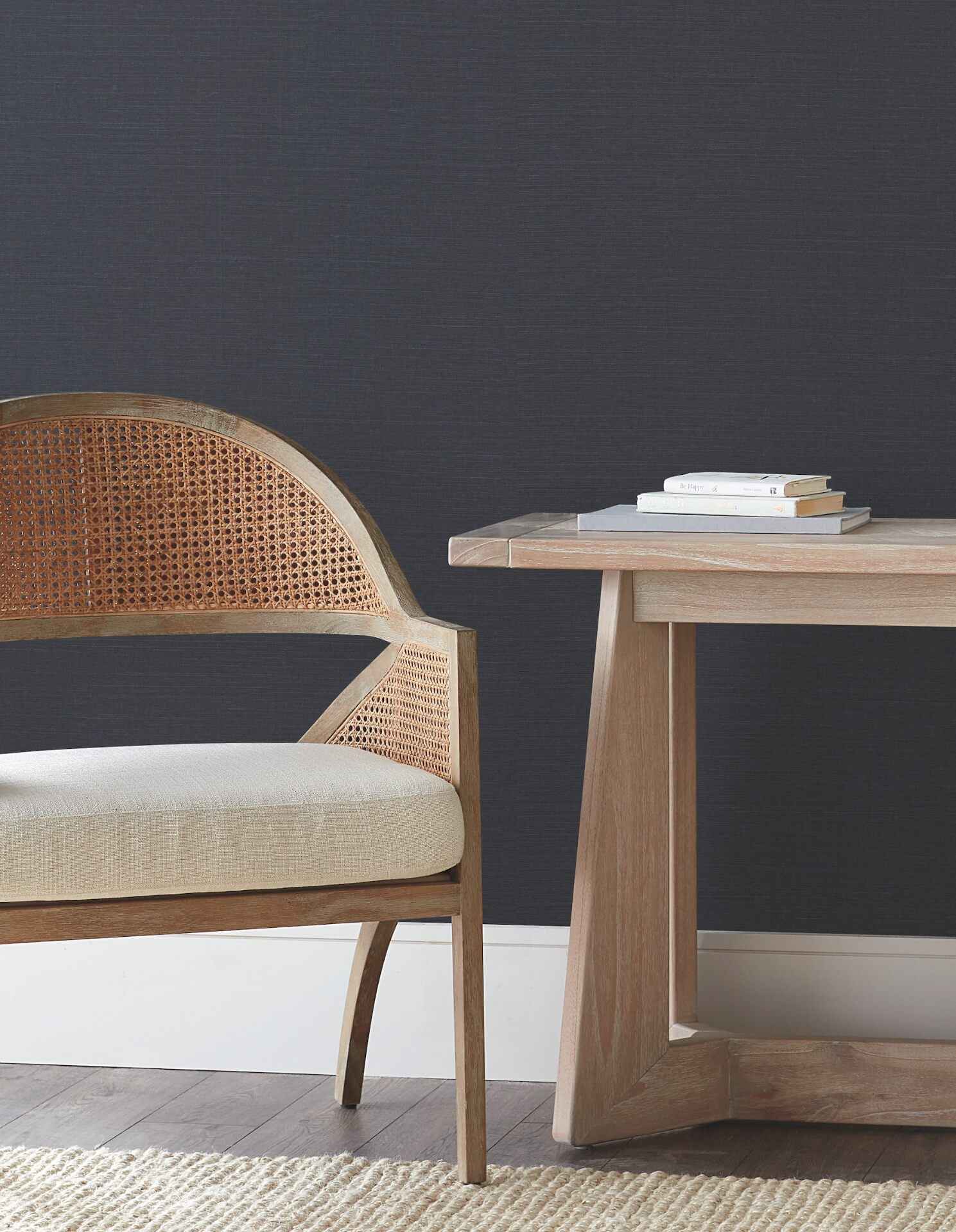 Natural Sisal Navy Peel & Stick Grasscloth Wallpaper - York Wallcoverings - PSW1592RL - York Wallcoverings Wallpaper
