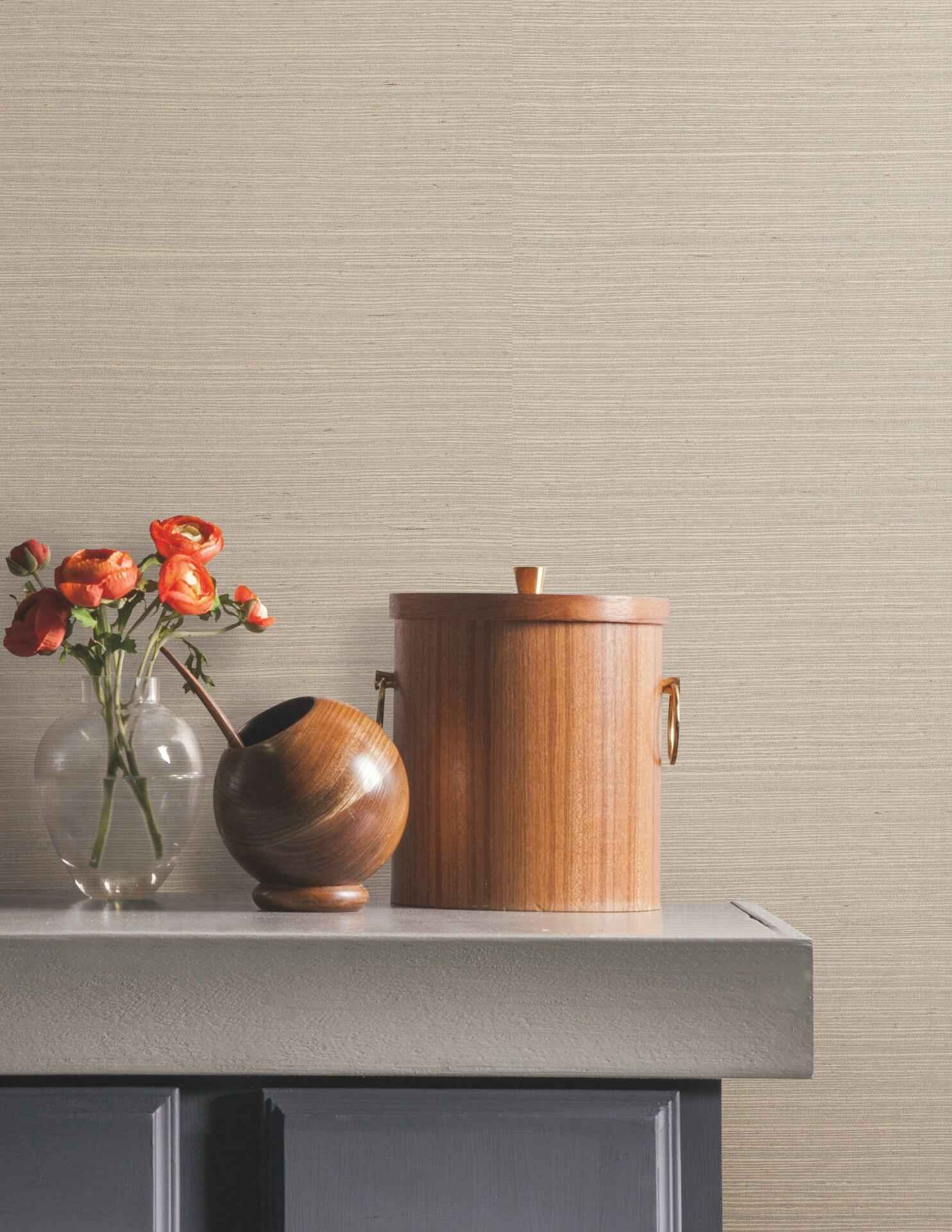 Natural Sisal Warm Grey Peel & Stick Grasscloth Wallpaper - York Wallcoverings - PSW1597RL - York Wallcoverings Wallpaper