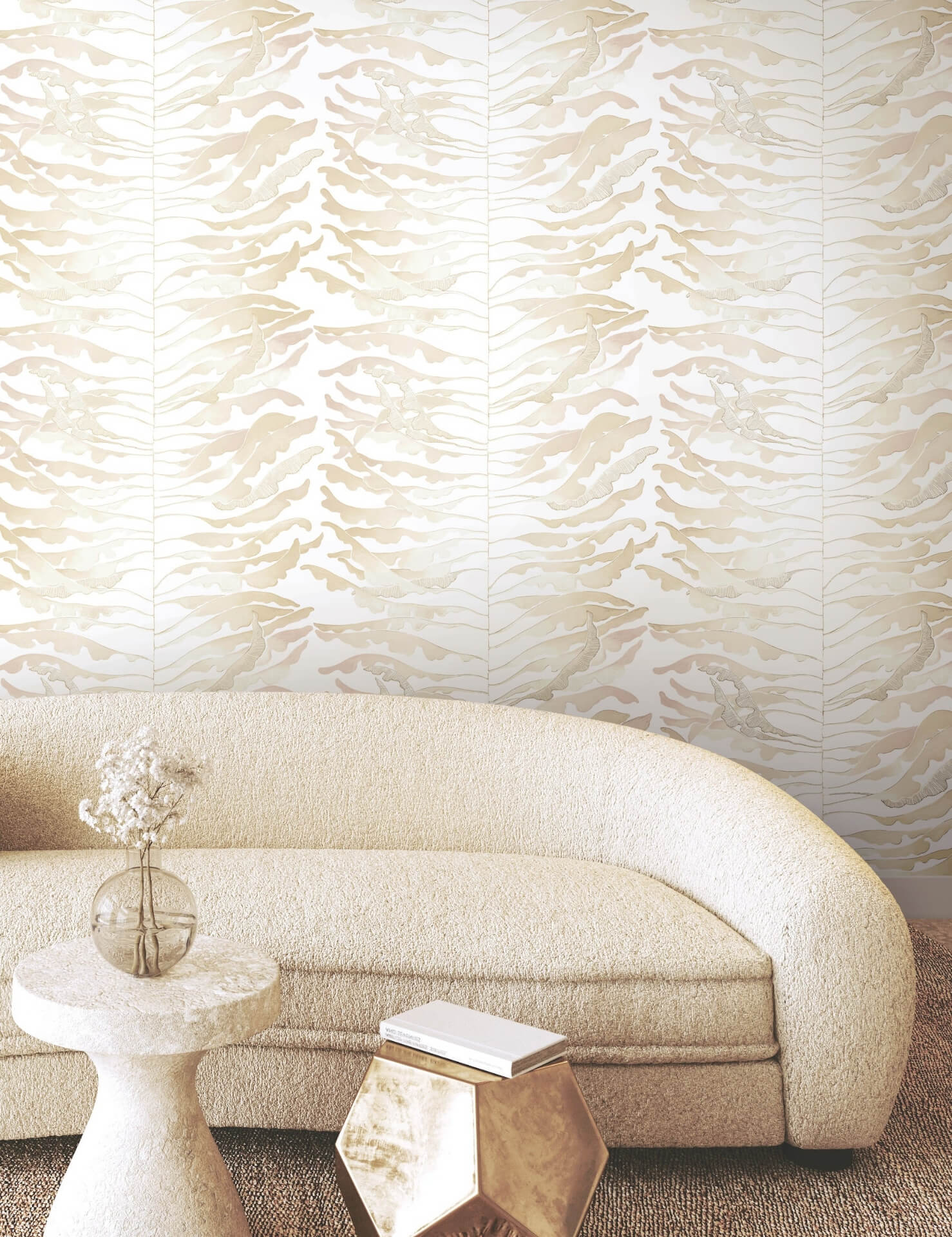 leaf-column-taupe-wallpaper-york-wallcoverings-fm1041 - York Wallpaper Wallpaper