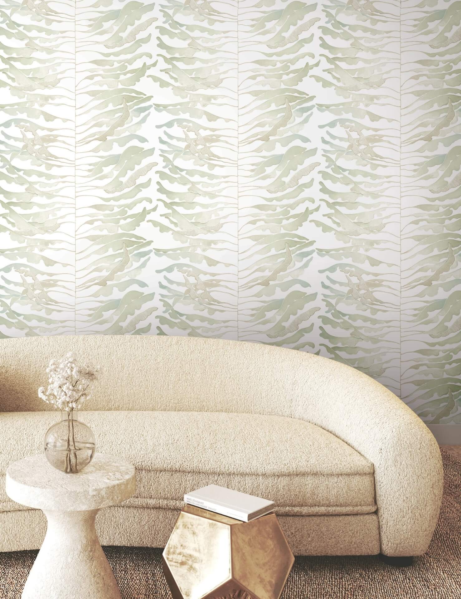 leaf-column-wallpaper-green-york-wallcoverings-fm1045 - York Wallcoverings Wallpaper