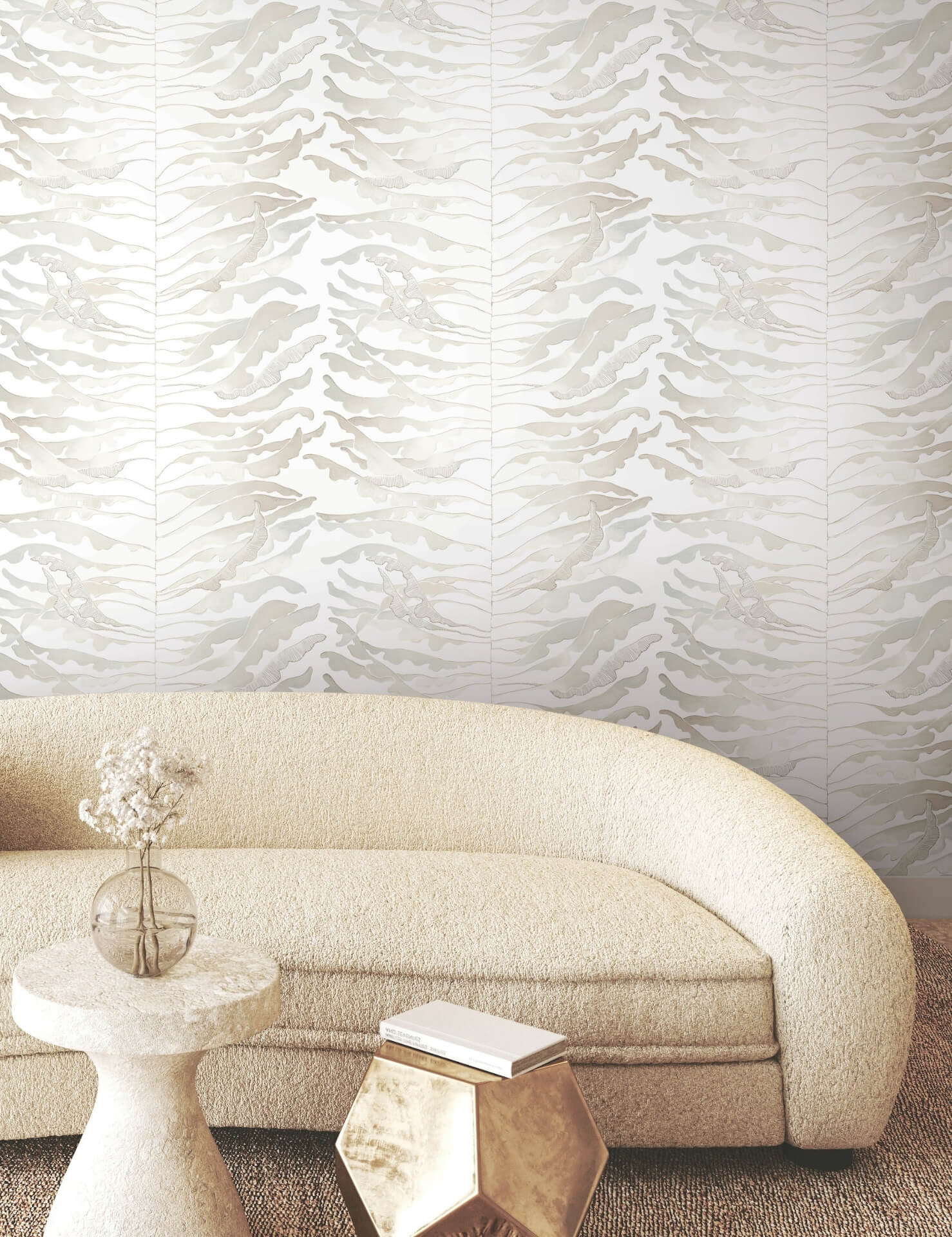 leaf-column-neutral-wallpaper-york-wallcoverings-fm1044 - York Wallpaper Wallpaper