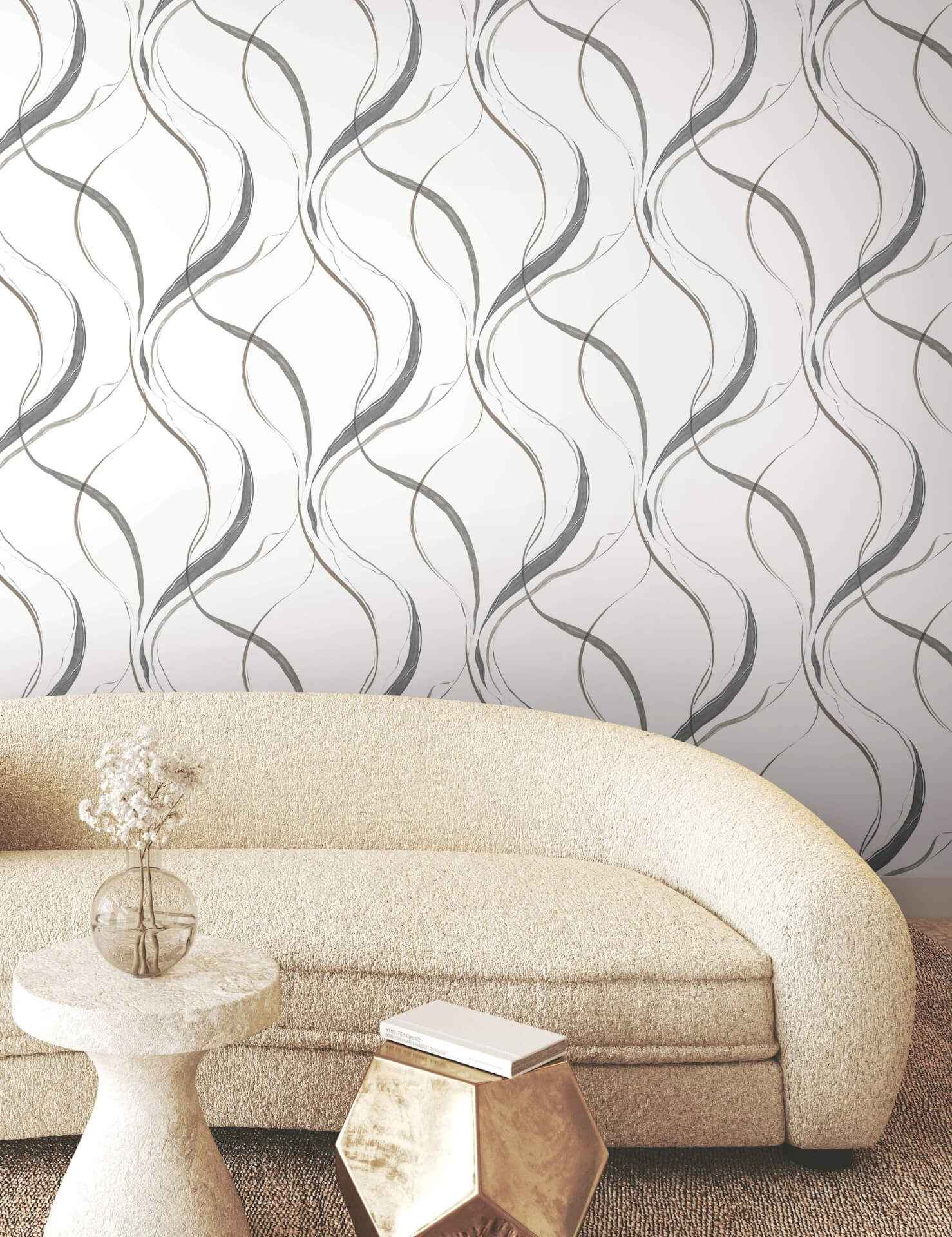 Ink Flow Black & Cocoa Wallpaper - York Wallcoverings - FM1092 - York Wallcoverings Wallpaper