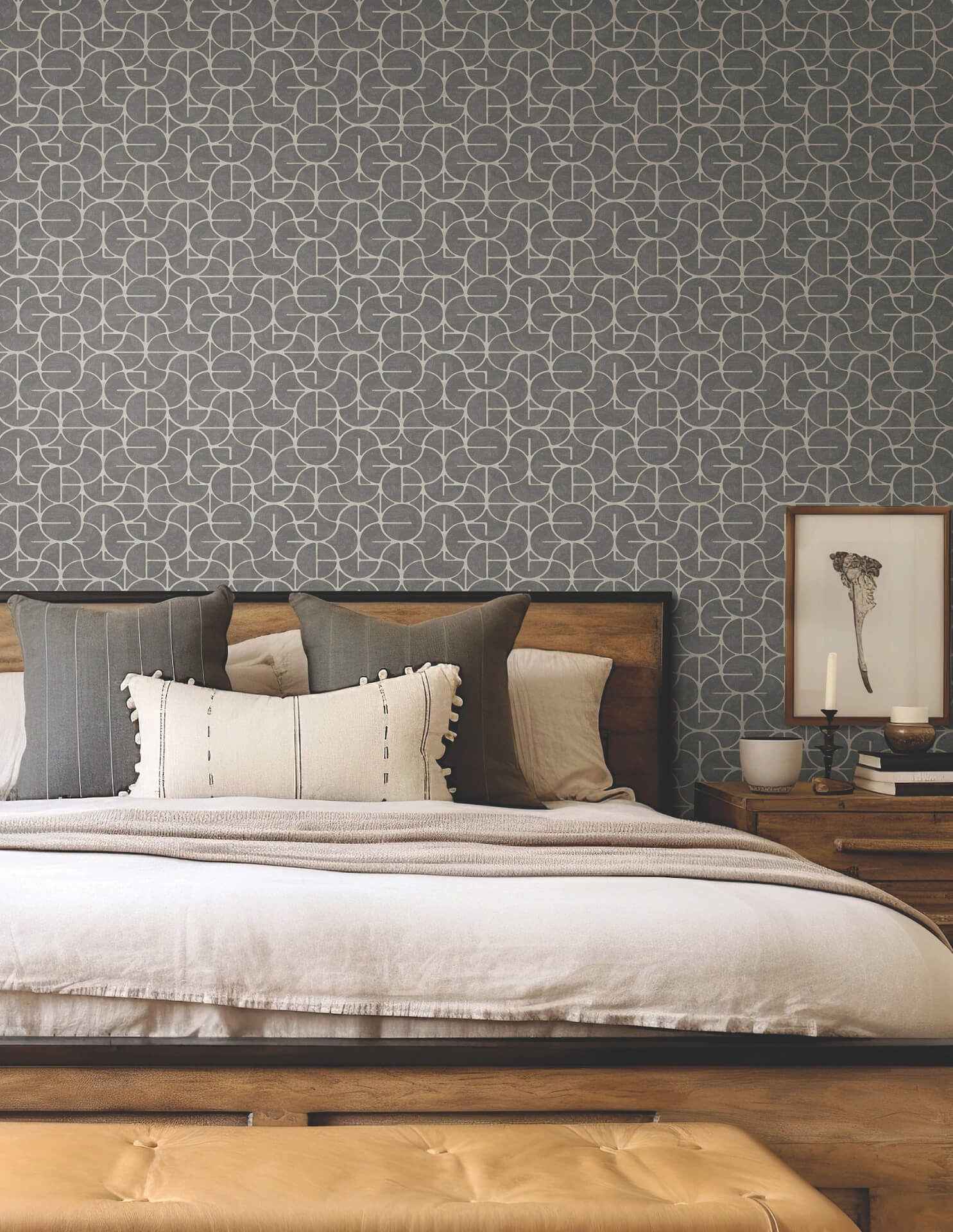 Looking Glass Charcoal Wallpaper - York Wallcoverings - FM1104