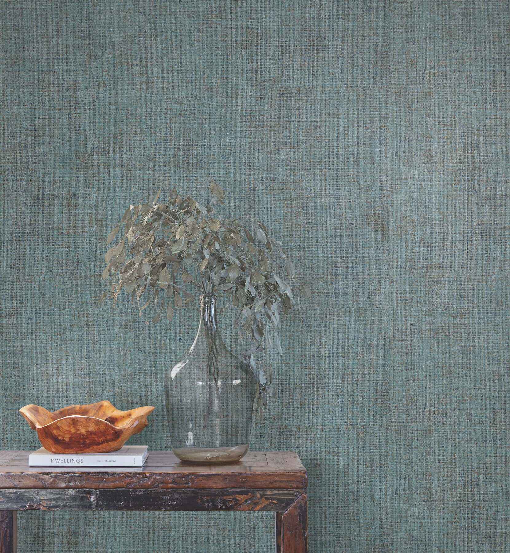Alma Blue Faux Weave Wallpaper - York Wallcoverings - SI7151 - York Wallcoverings Wallpaper