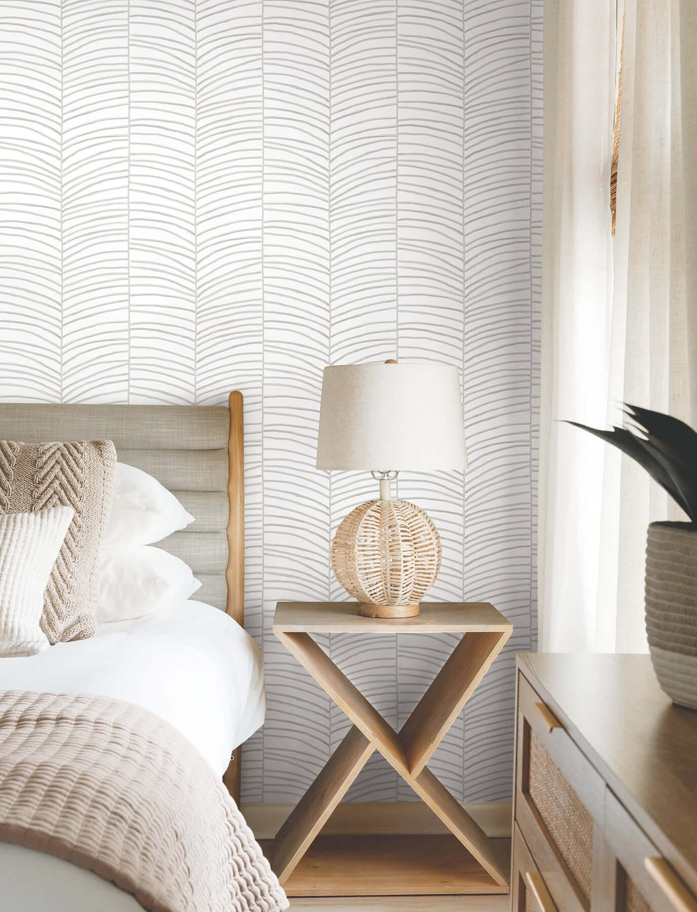 cascade-palm-chevron-fog-wallpaper-york-wallcoverings-mt5671 - York Wallcoverings Wallpaper