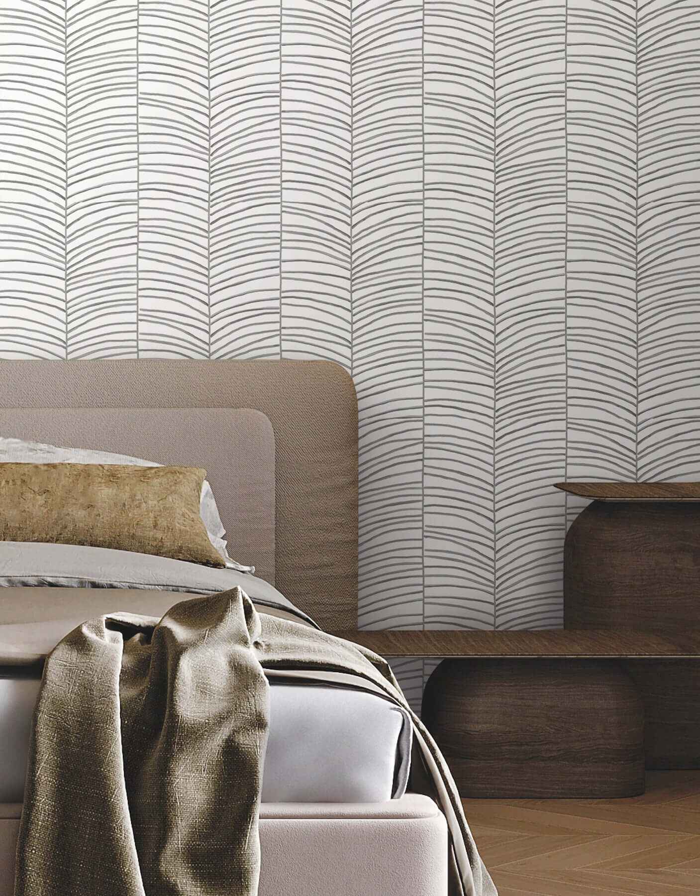 Cascade Palm Chevron Onyx Wallpaper - York Wallcoverings - MT5673