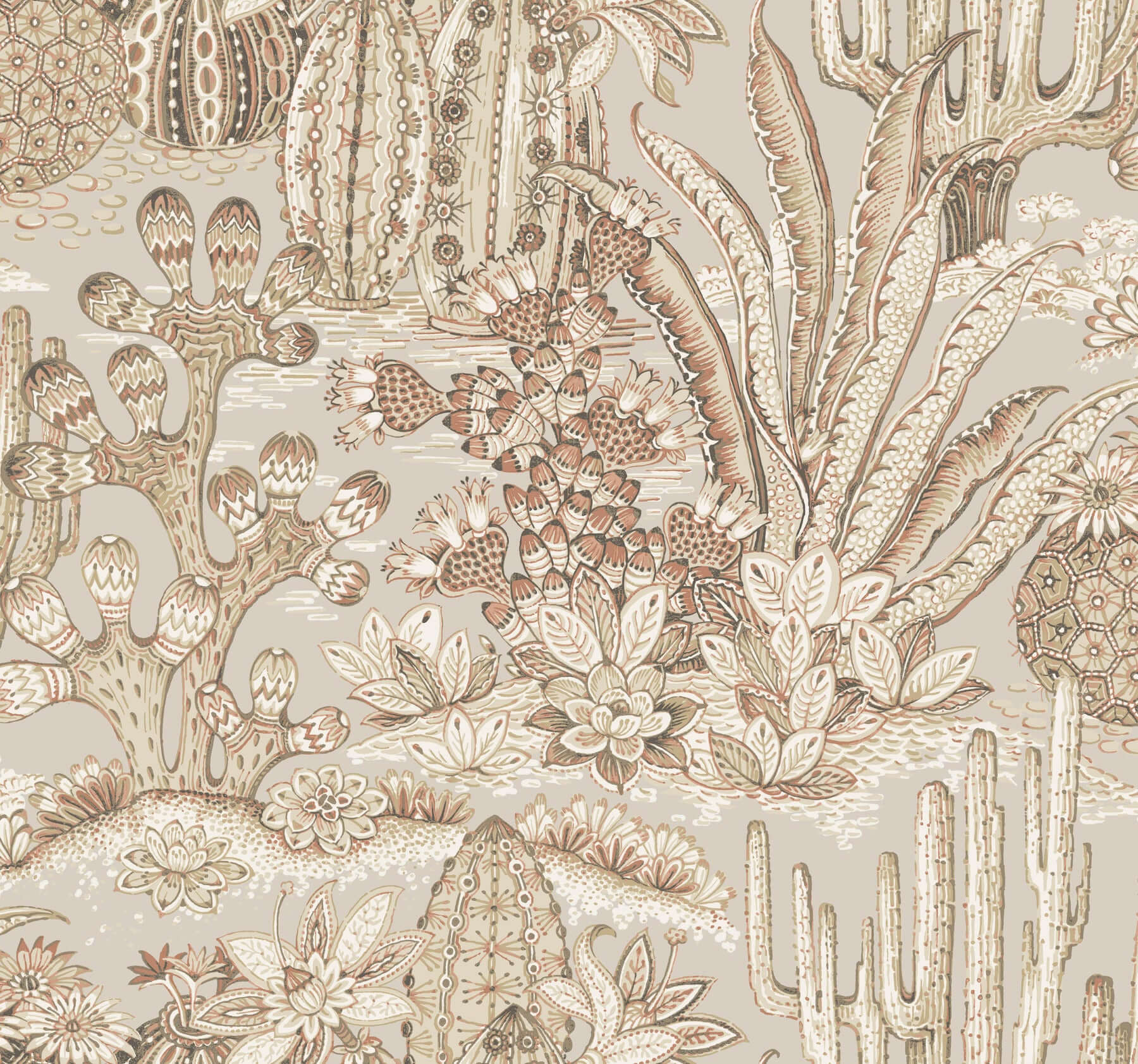 lotus-land-cacti-baked-clay-wallpaper-york-wallcoverings-mt5632 - York Wallcoverings Wallpaper