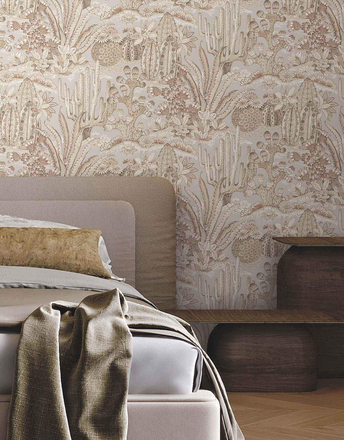 Lotus Land Cacti Baked Clay Wallpaper - York Wallcoverings - MT5632 - York Wallcoverings Wallpaper
