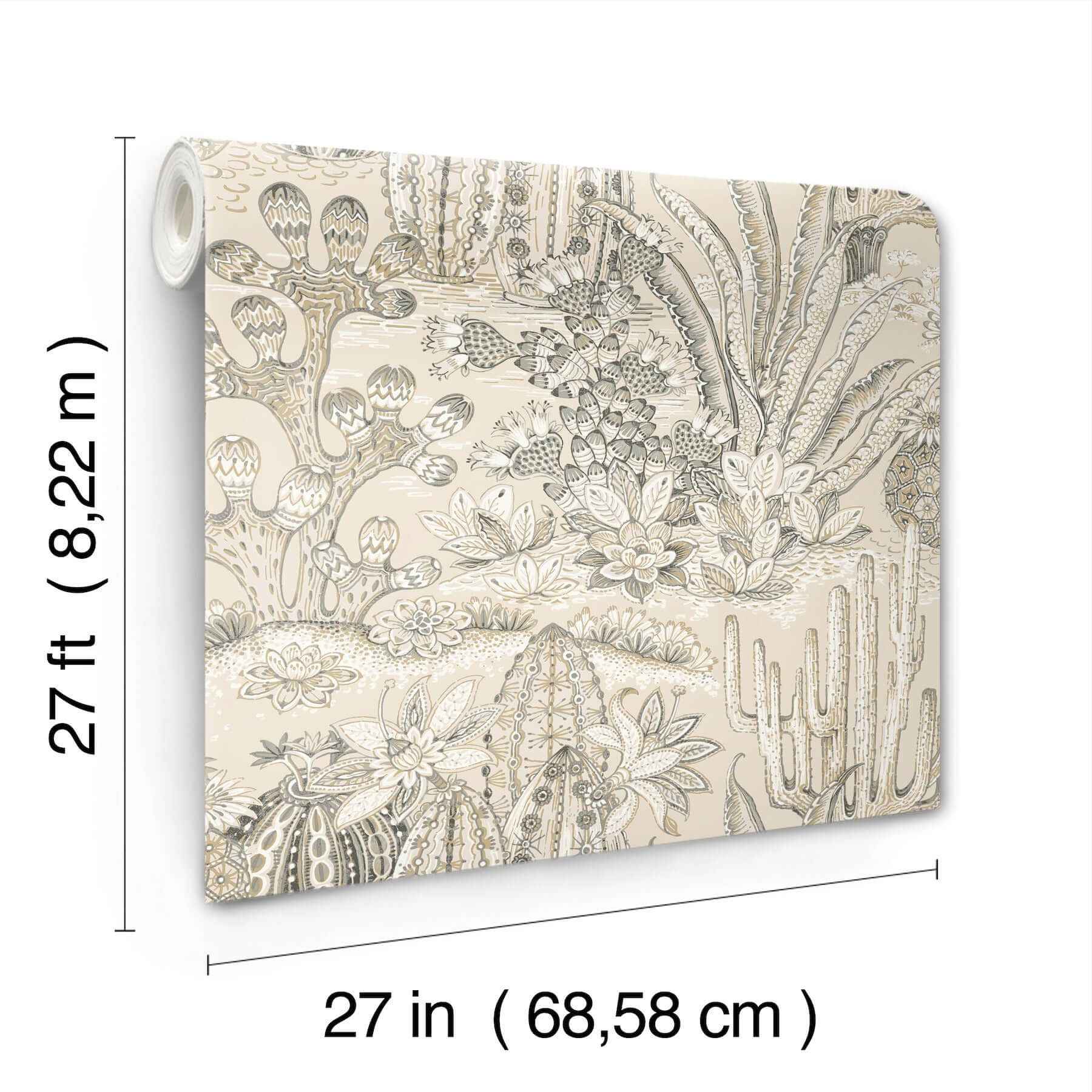 Lotus Land Cacti Dune Wallpaper - York Wallcoverings - MT5633 - York Wallcoverings Wallpaper