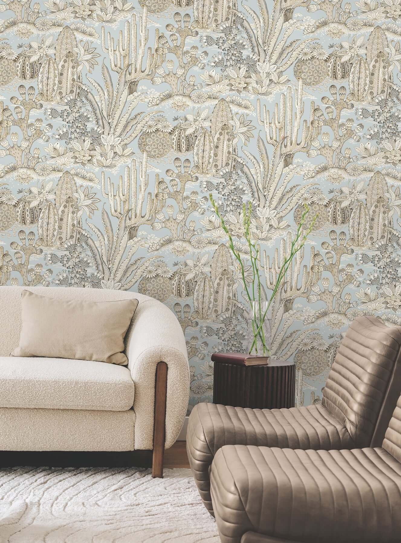 lotus-land-cacti-sky-blue-wallpaper-york-wallcoverings-mt5634 - York Wallcoverings Wallpaper