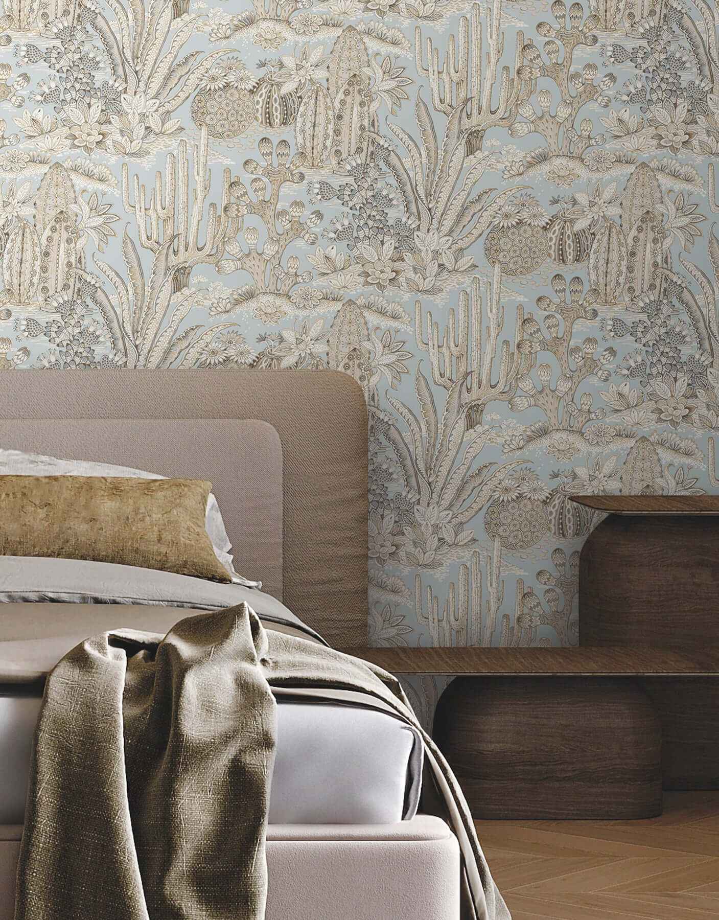 Lotus Land Cacti Sky Blue Wallpaper - York Wallcoverings - MT5634 - York Wallcoverings Wallpaper