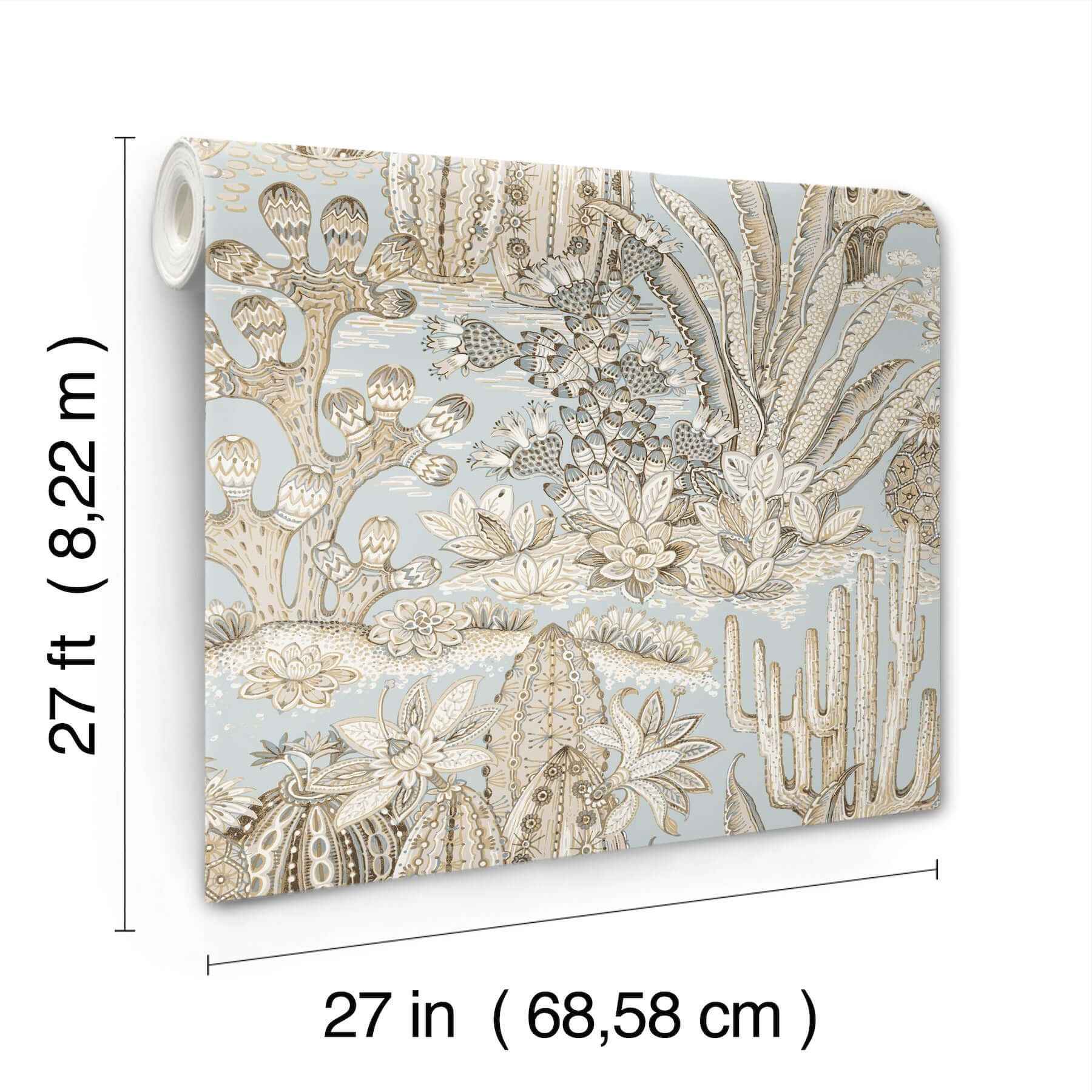 Lotus Land Cacti Sky Blue Wallpaper - York Wallcoverings - MT5634 - York Wallcoverings Wallpaper