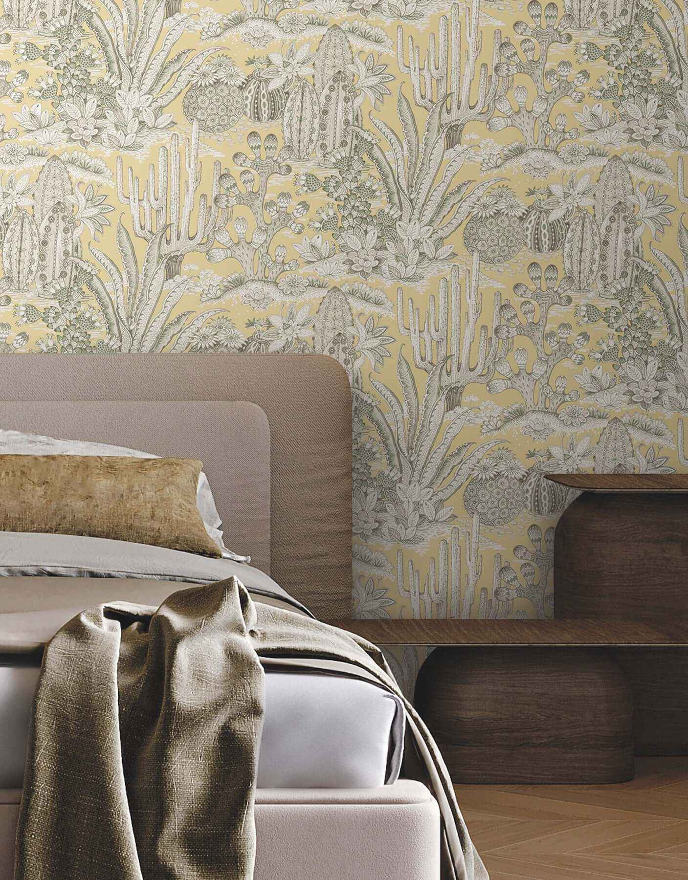 Lotus Land Cacti Sunshine Wallpaper - York Wallcoverings - MT5635 - York Wallcoverings Wallpaper