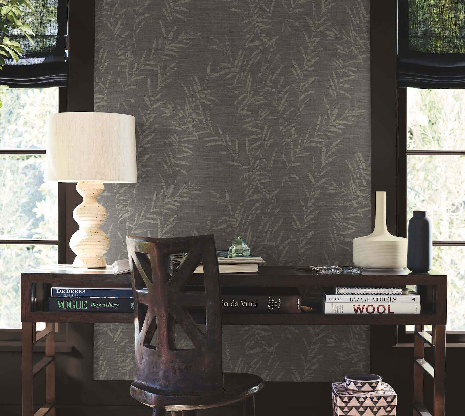 Allerton Bamboo Black Wallpaper - York Wallcoverings - AB3061 - York Wallcoverings Wallpaper