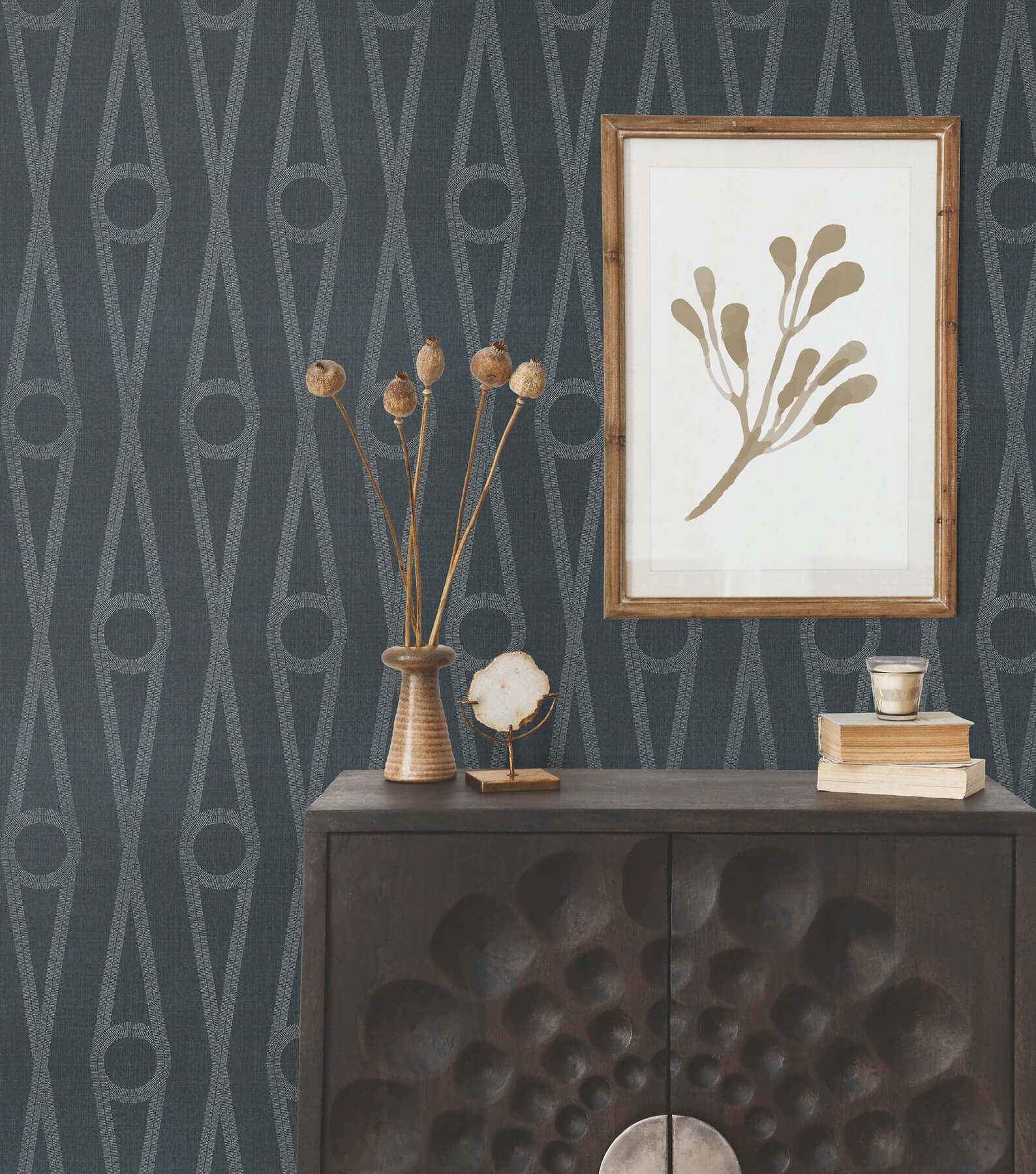 Henlein Indigo Wallpaper - York Wallcoverings - AB3015 - York Wallcoverings Wallpaper