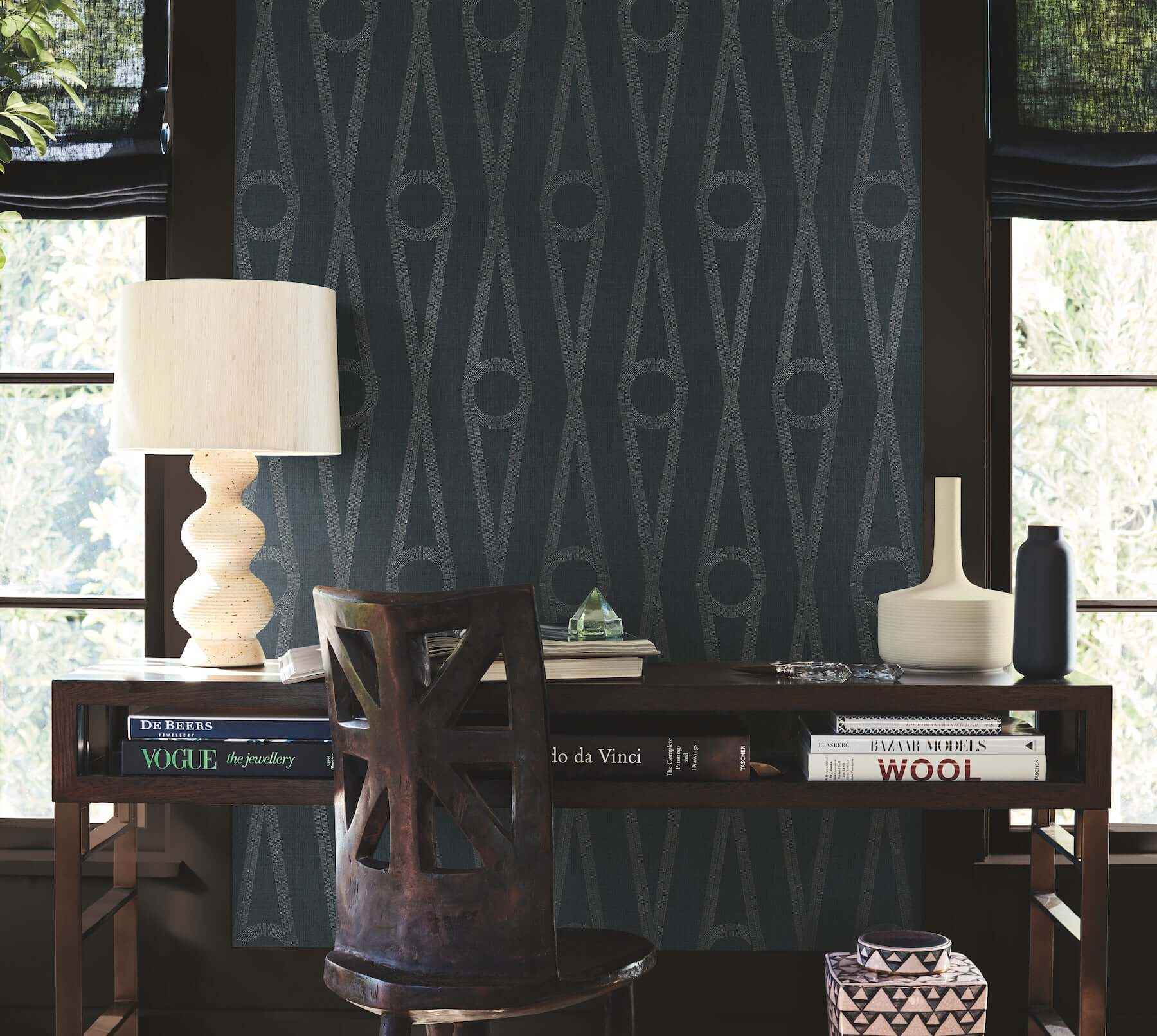Henlein Indigo Wallpaper - York Wallcoverings - AB3015 - York Wallcoverings Wallpaper