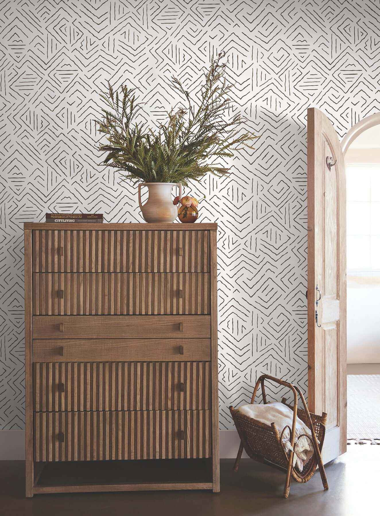 Sirih Black Wallpaper - York Wallcoverings - AB3081 - York Wallcoverings Wallpaper