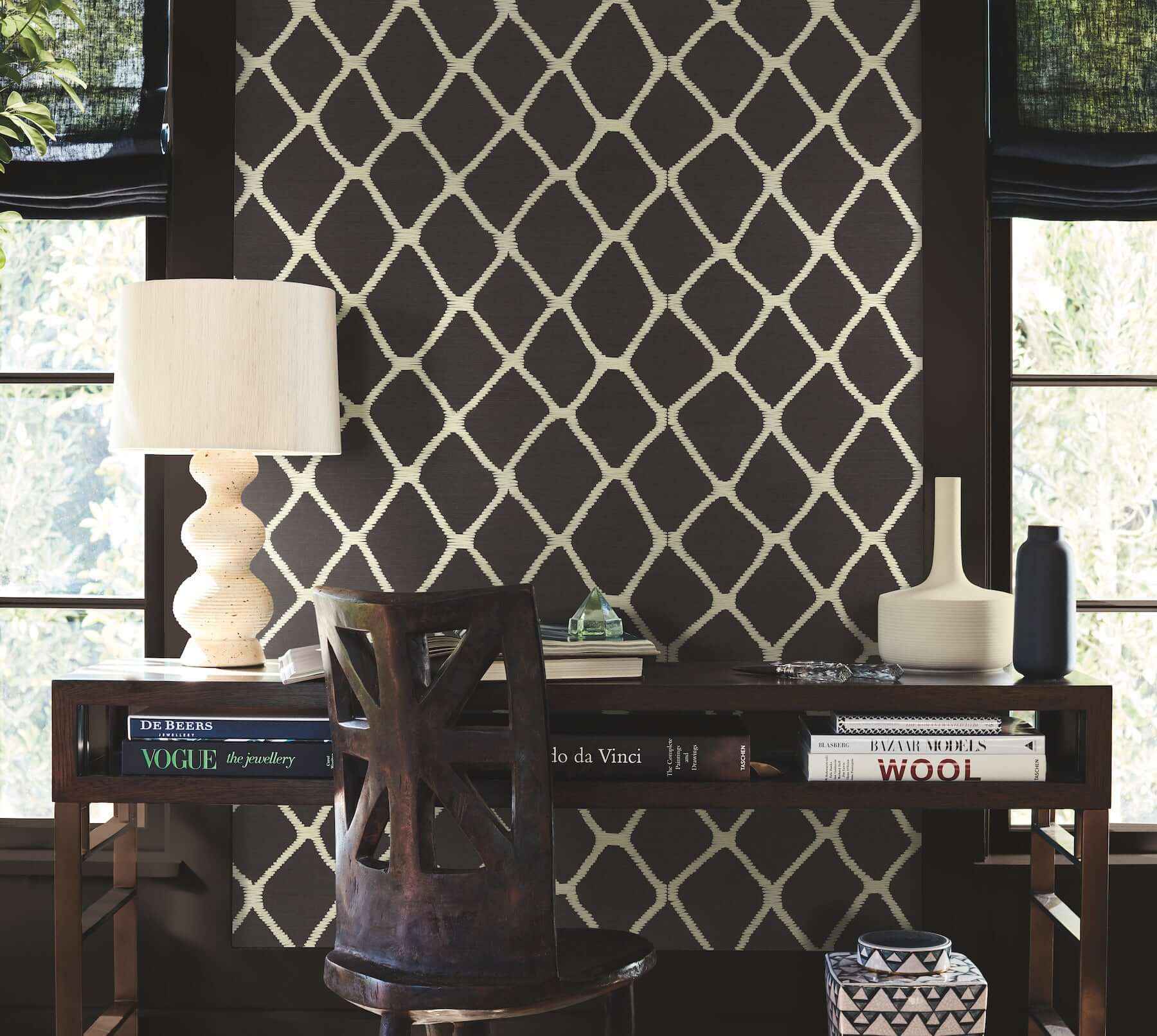 Tonga Black & White Wallpaper - York Wallcoverings - AB3121