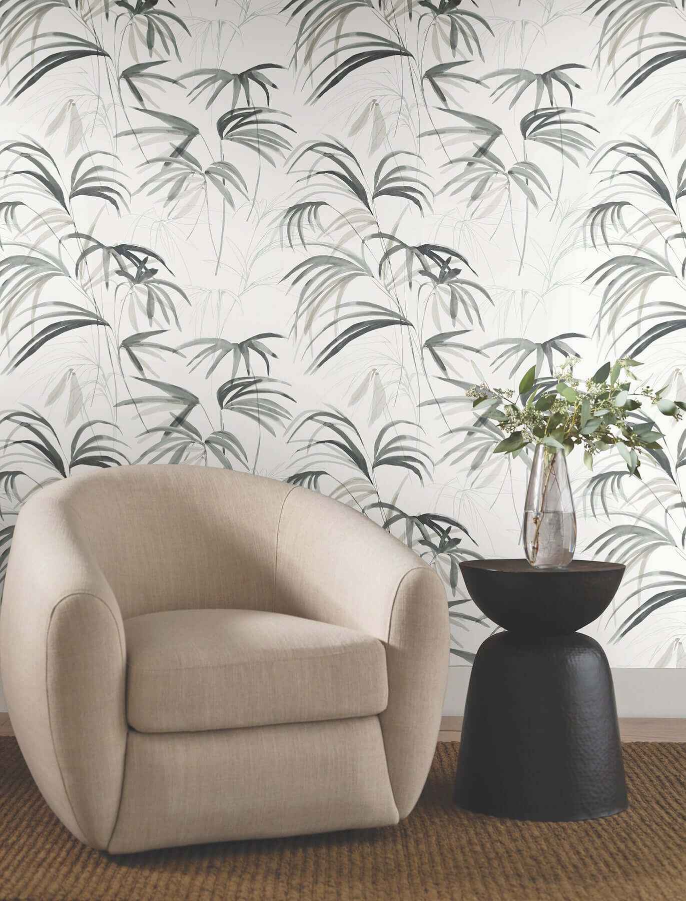 Inky Palms Black Peel & Stick Wallpaper - York Wallcoverings - PSW1611RL - York Wallcoverings Wallpaper