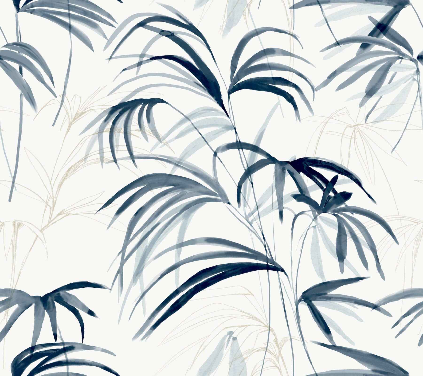 Inky Palms Blue Peel & Stick Wallpaper - York Wallcoverings - PSW1610RL - York Wallcoverings Wallpaper