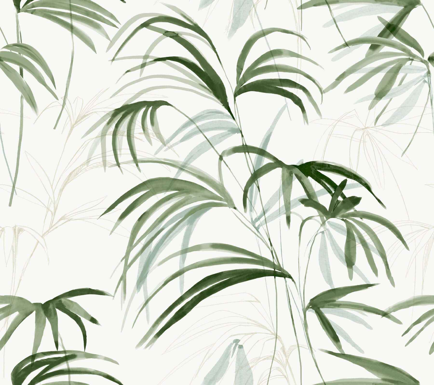 Inky Palms Green Peel & Stick Wallpaper - York Wallcoverings - PSW1609RL - York Wallcoverings Wallpaper