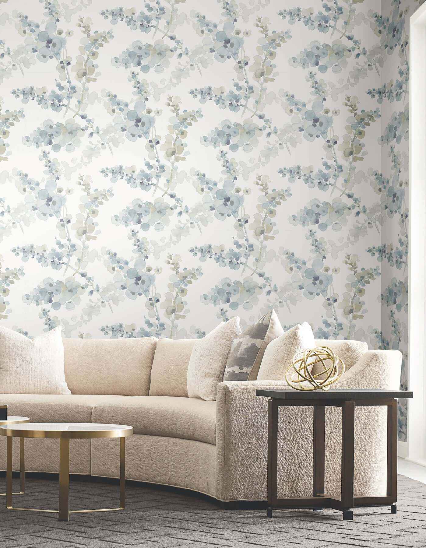 Blossom Fling Blue Peel & Stick Wallpaper - York Wallcoverings - PSW1602RL - York Wallcoverings Wallpaper