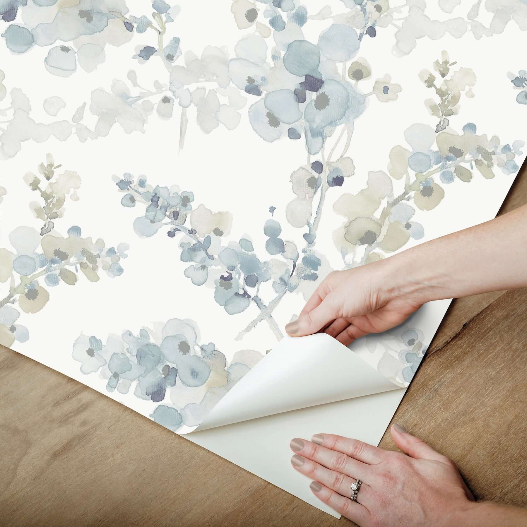 blossom-fling-blue-peel-stick-wallpaper-york-wallcoverings-psw1602rl - York Wallpaper Wallpaper