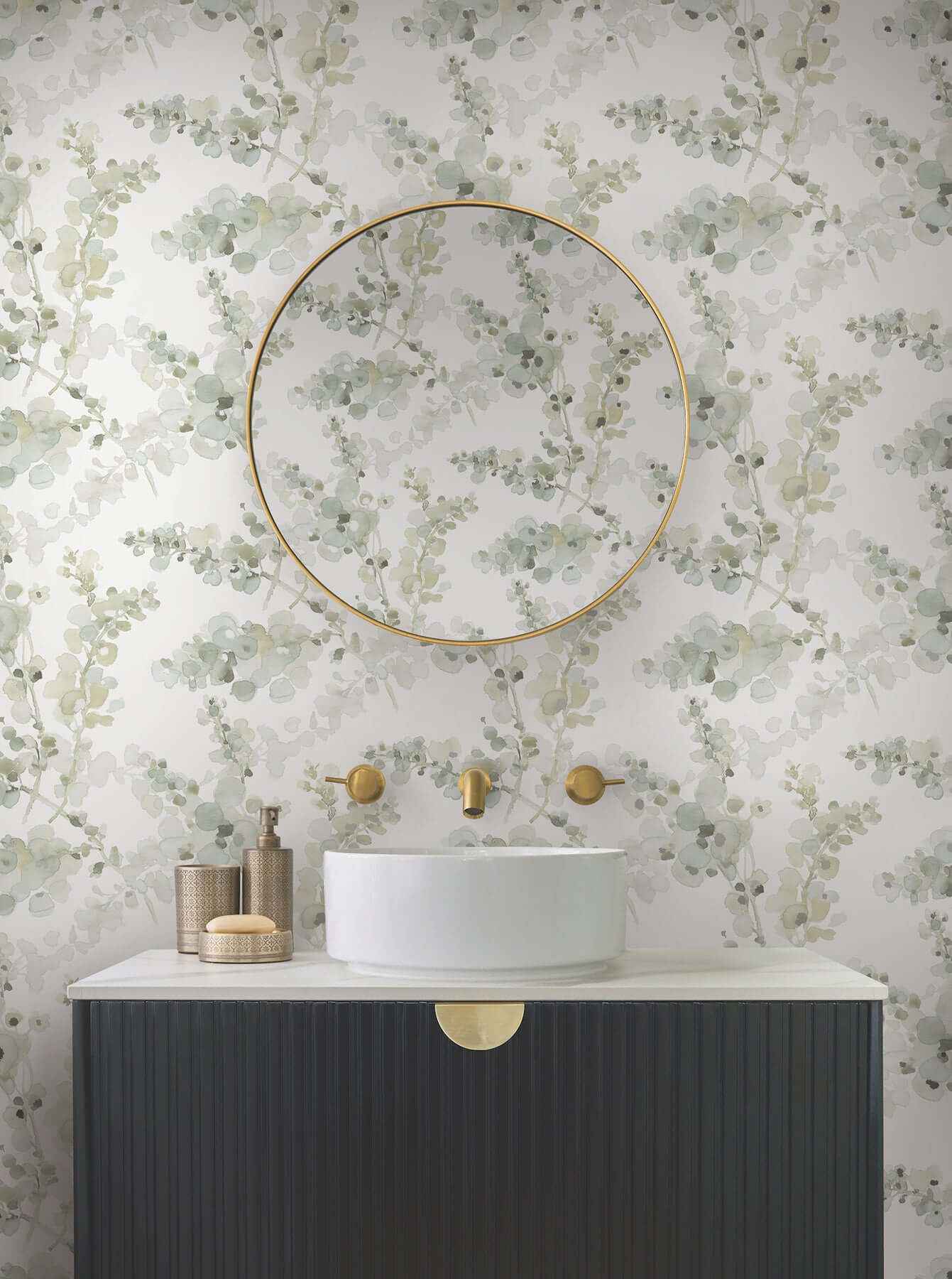 Blossom Fling Mineral Green Peel & Stick Wallpaper - York Wallcoverings - PSW1601RL - York Wallcoverings Wallpaper