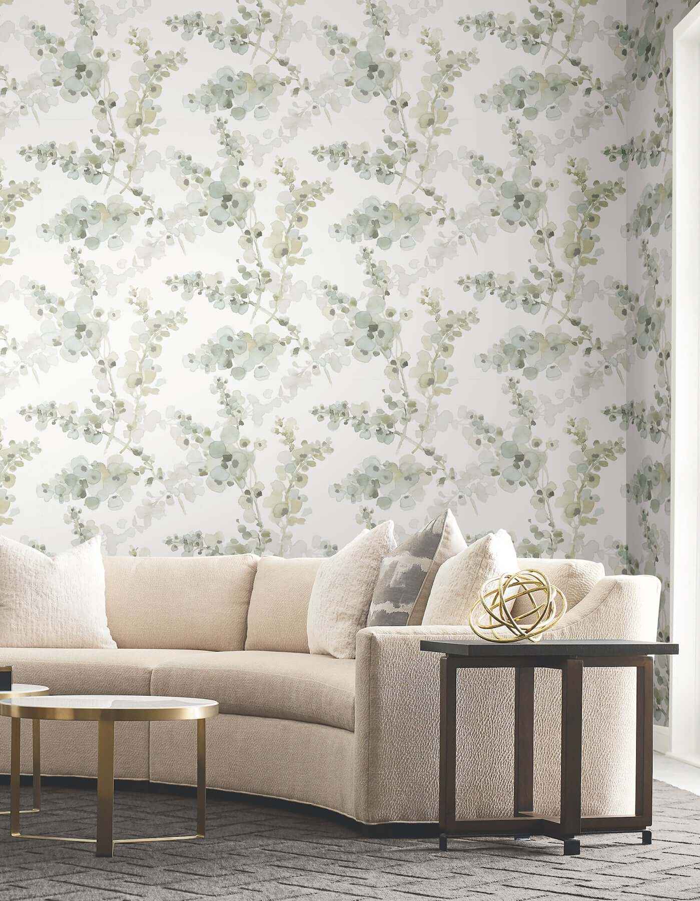 Blossom Fling Mineral Green Peel & Stick Wallpaper - York Wallcoverings - PSW1601RL - York Wallcoverings Wallpaper