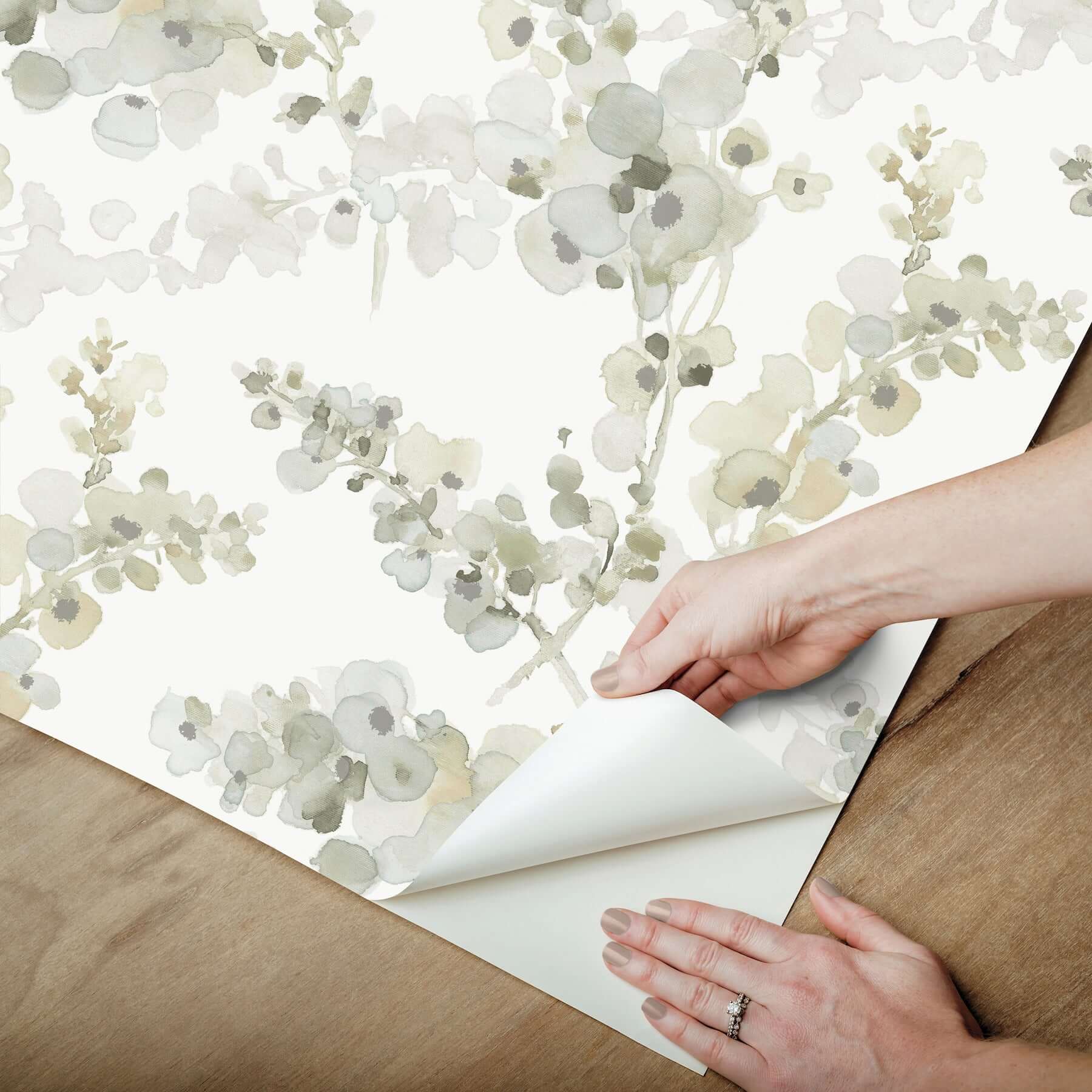 blossom-fling-mineral-green-peel-stick-wallpaper-york-wallcoverings-psw1601rl - York Wallpaper Wallpaper