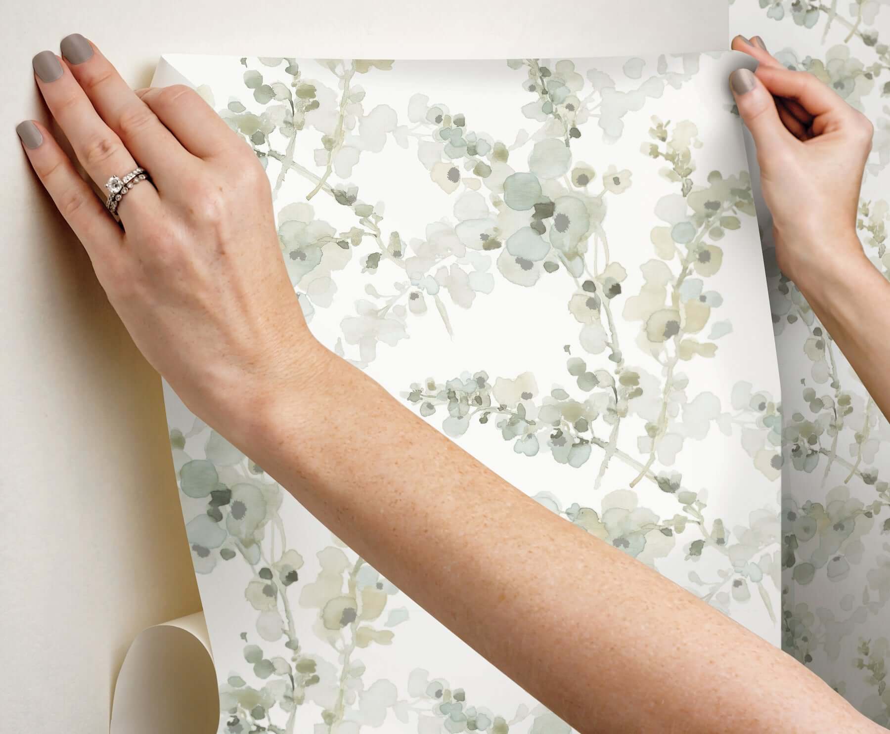 blossom-fling-mineral-green-peel-stick-wallpaper-york-wallcoverings-psw1601rl - York Wallpaper Wallpaper