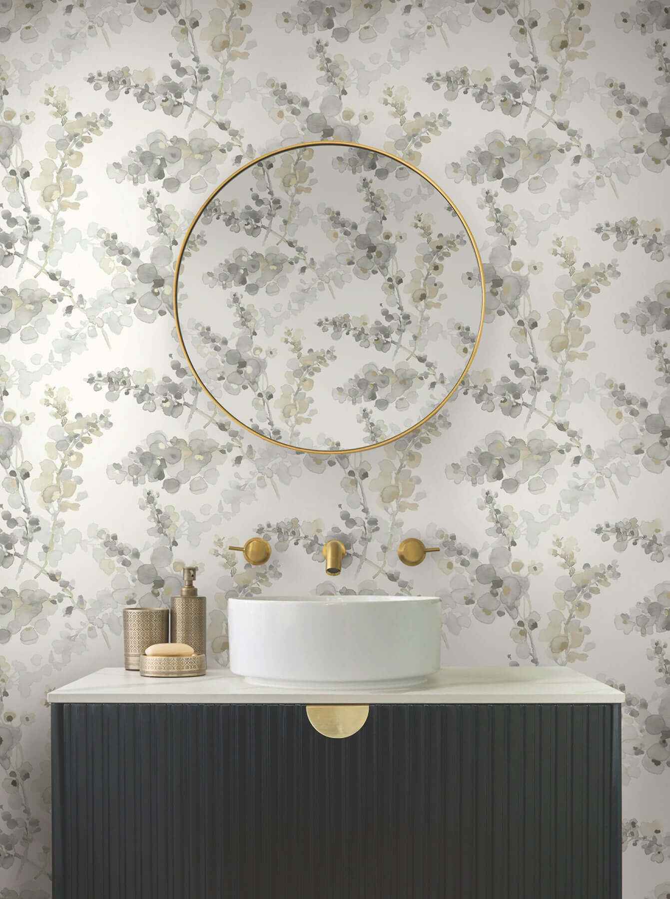 Blossom Fling Steel Peel & Stick Wallpaper - York Wallcoverings - PSW1600RL - York Wallcoverings Wallpaper