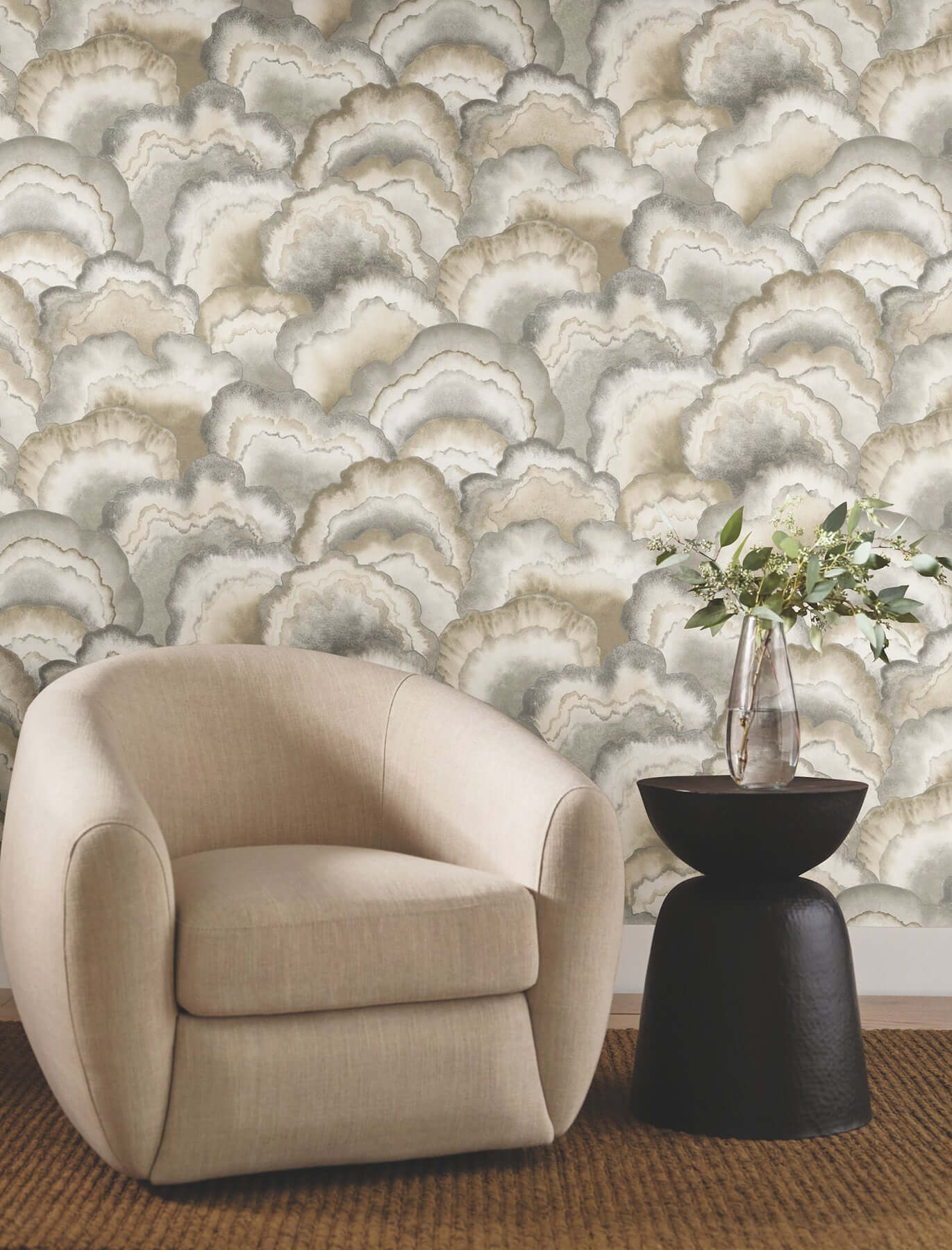 abalone-fans-smokey-peel-stick-wallpaper-york-wallcoverings-psw1615rl - York Wallpaper Wallpaper