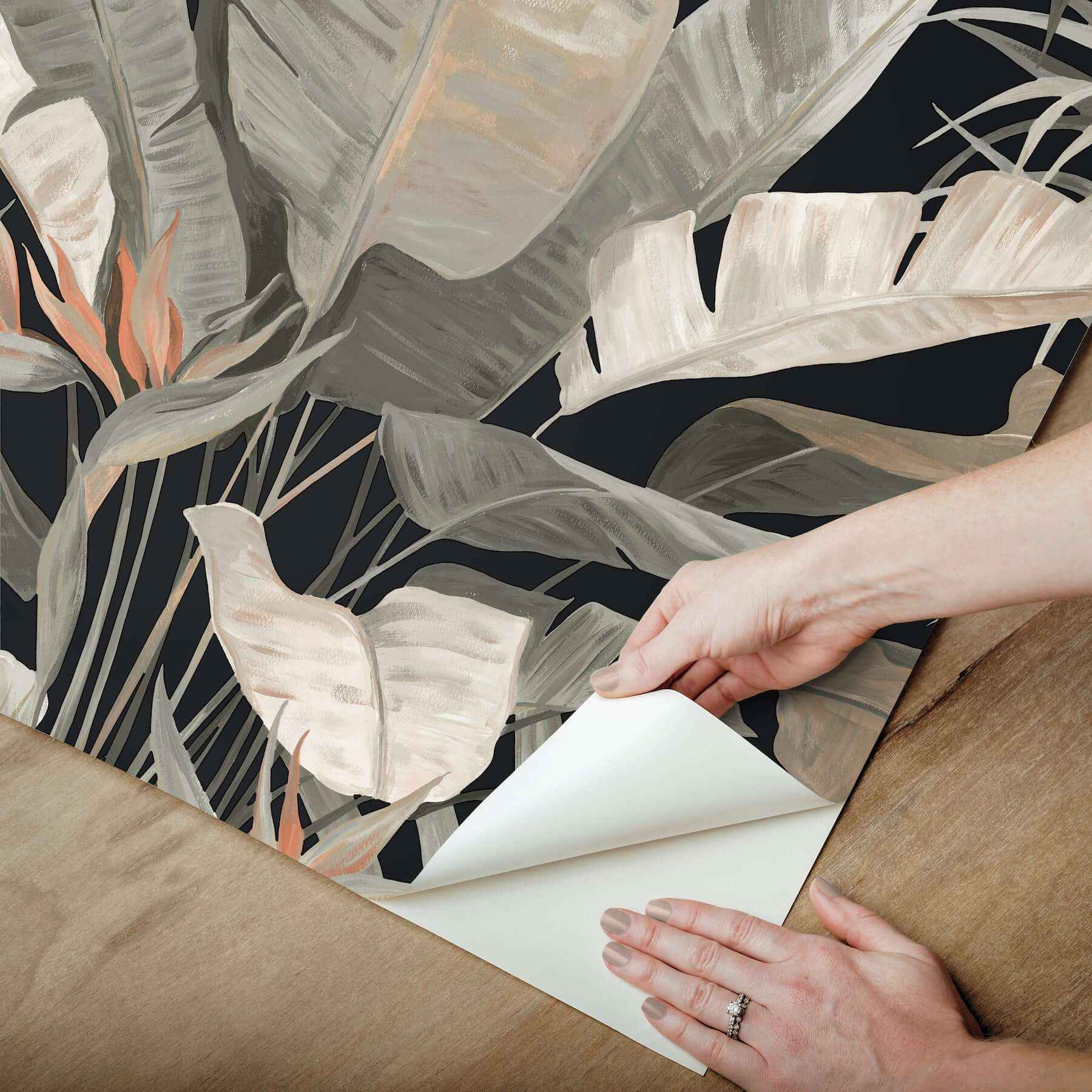 Tropical Cabana Black Peel & Stick Wallpaper - York Wallcoverings - PSW1614RL - York Wallcoverings Wallpaper