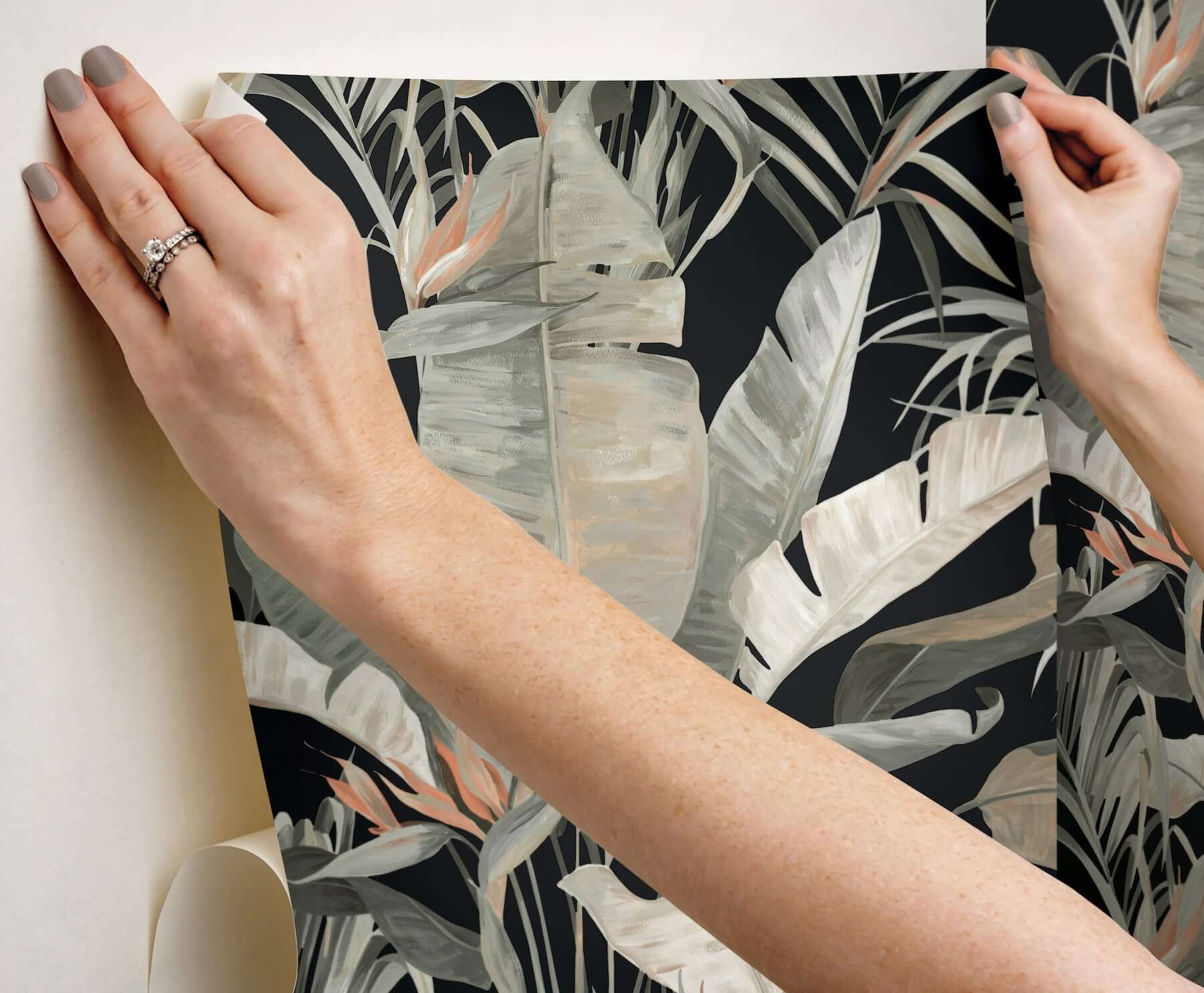 tropical-cabana-premium-peel-stick-wallpaper-black-york-wallcoverings-psw1614rl - York Wallcoverings Wallpaper