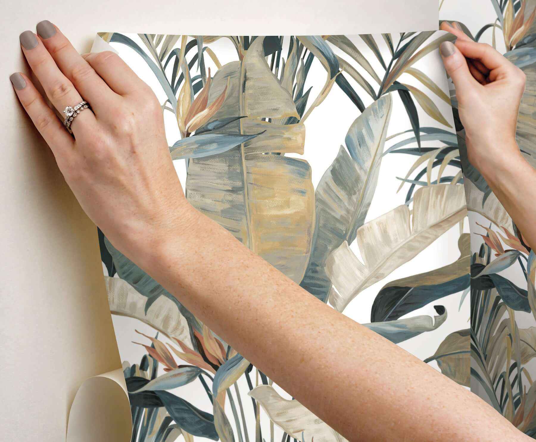 Tropical Cabana Plush Neutral Peel & Stick Wallpaper - York Wallcoverings - PSW1612RL - York Wallcoverings Wallpaper