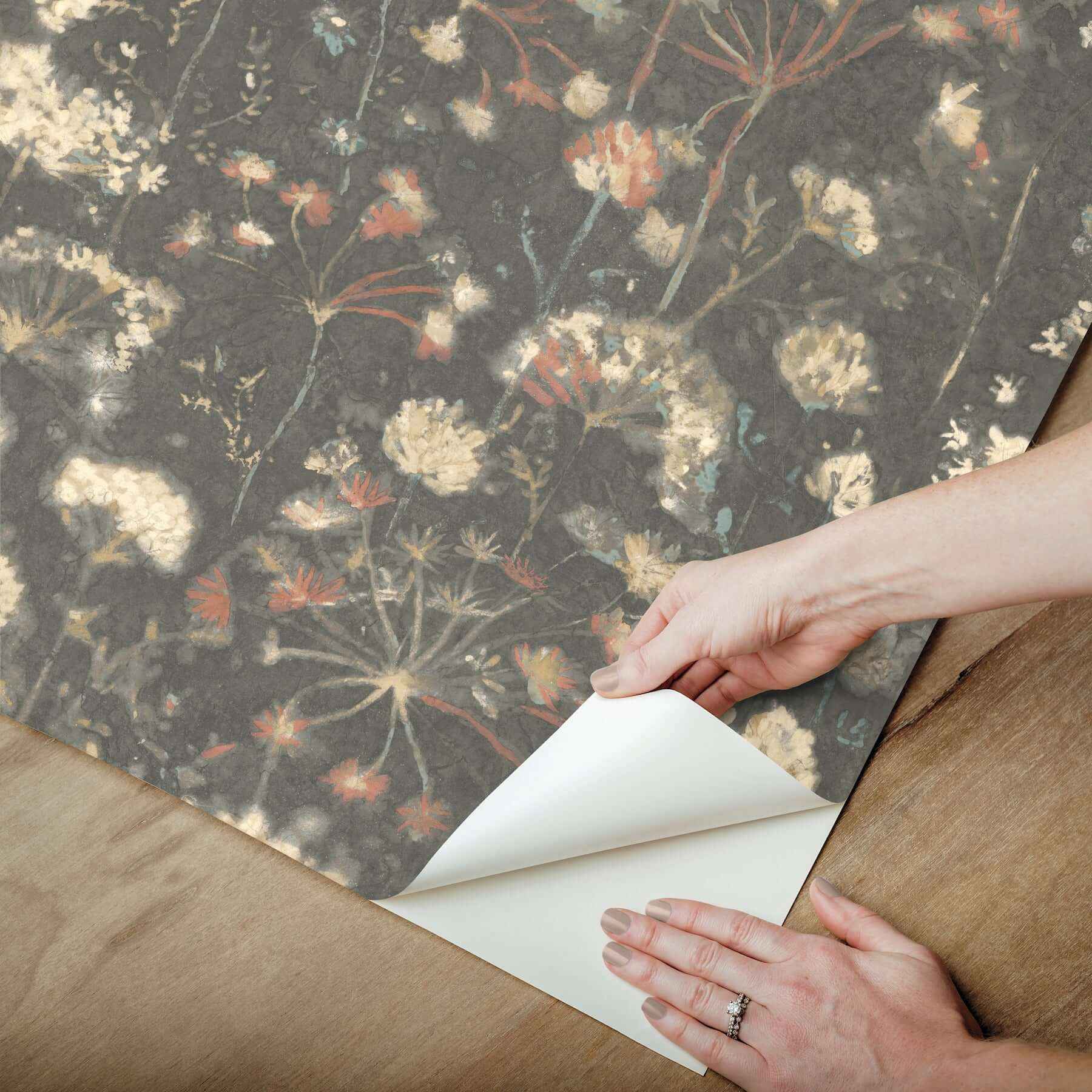 Botanical Fantasy Red & Blue Peel & Stick Wallpaper - York Wallcoverings - PSW1604RL - York Wallcoverings Wallpaper
