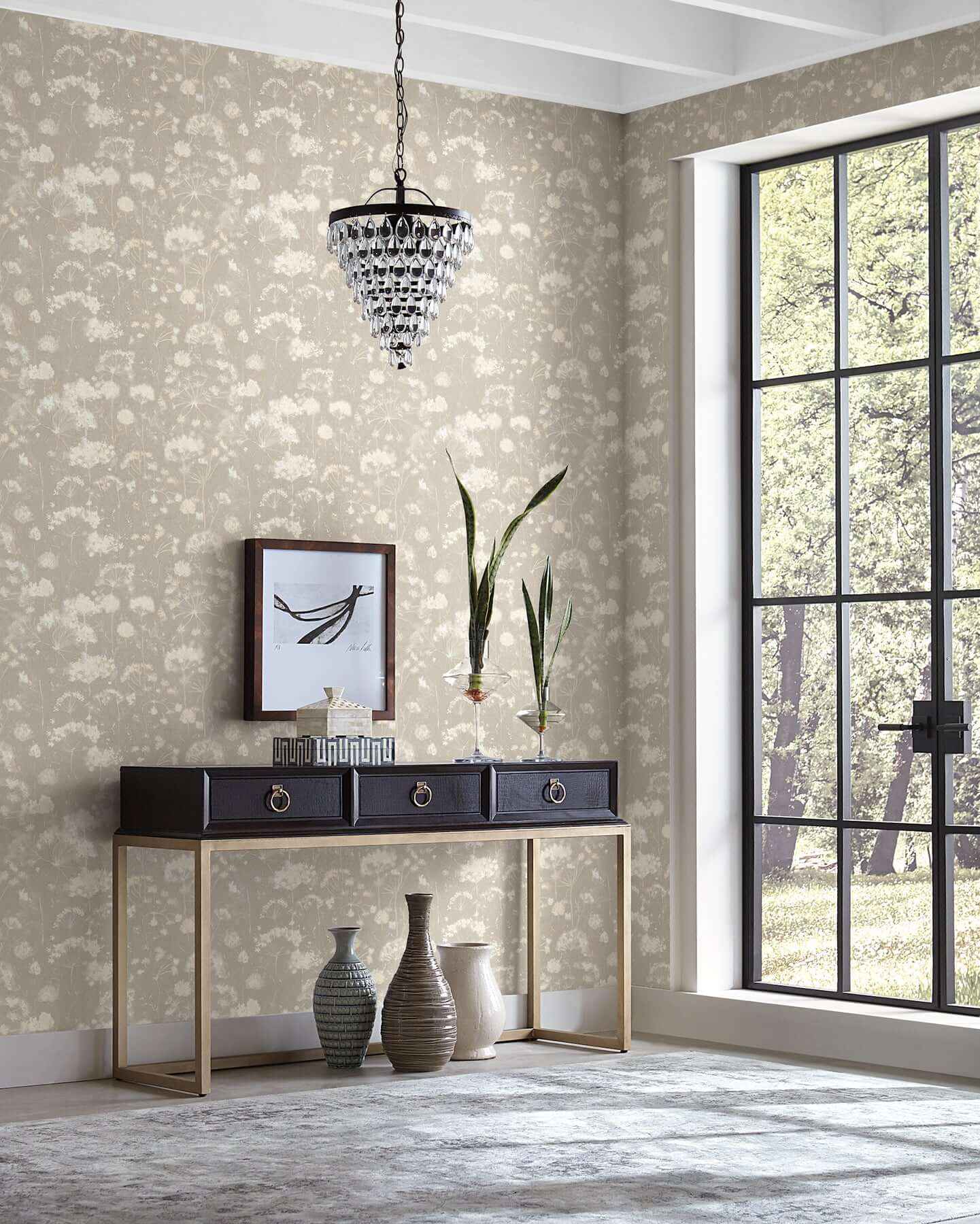 Botanical Fantasy Soft Taupe Peel & Stick Wallpaper - York Wallcoverings - PSW1605RL - York Wallcoverings Wallpaper