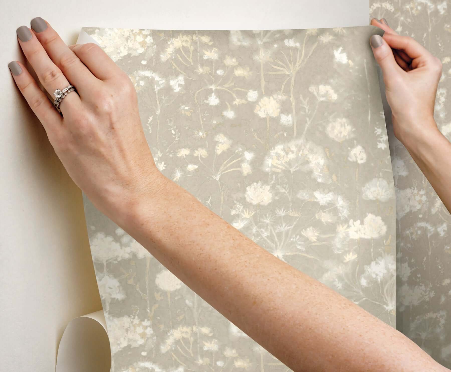 botanical-fantasy-soft-taupe-peel-stick-wallpaper-york-wallcoverings-psw1605rl - York Wallpaper Wallpaper